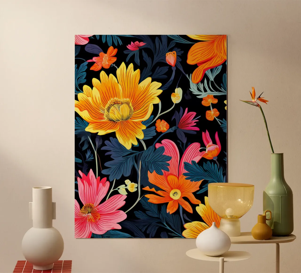 La sinfonia della natura: Un caleidoscopio di fiori poster con telaio in plastica da Artistic-shop