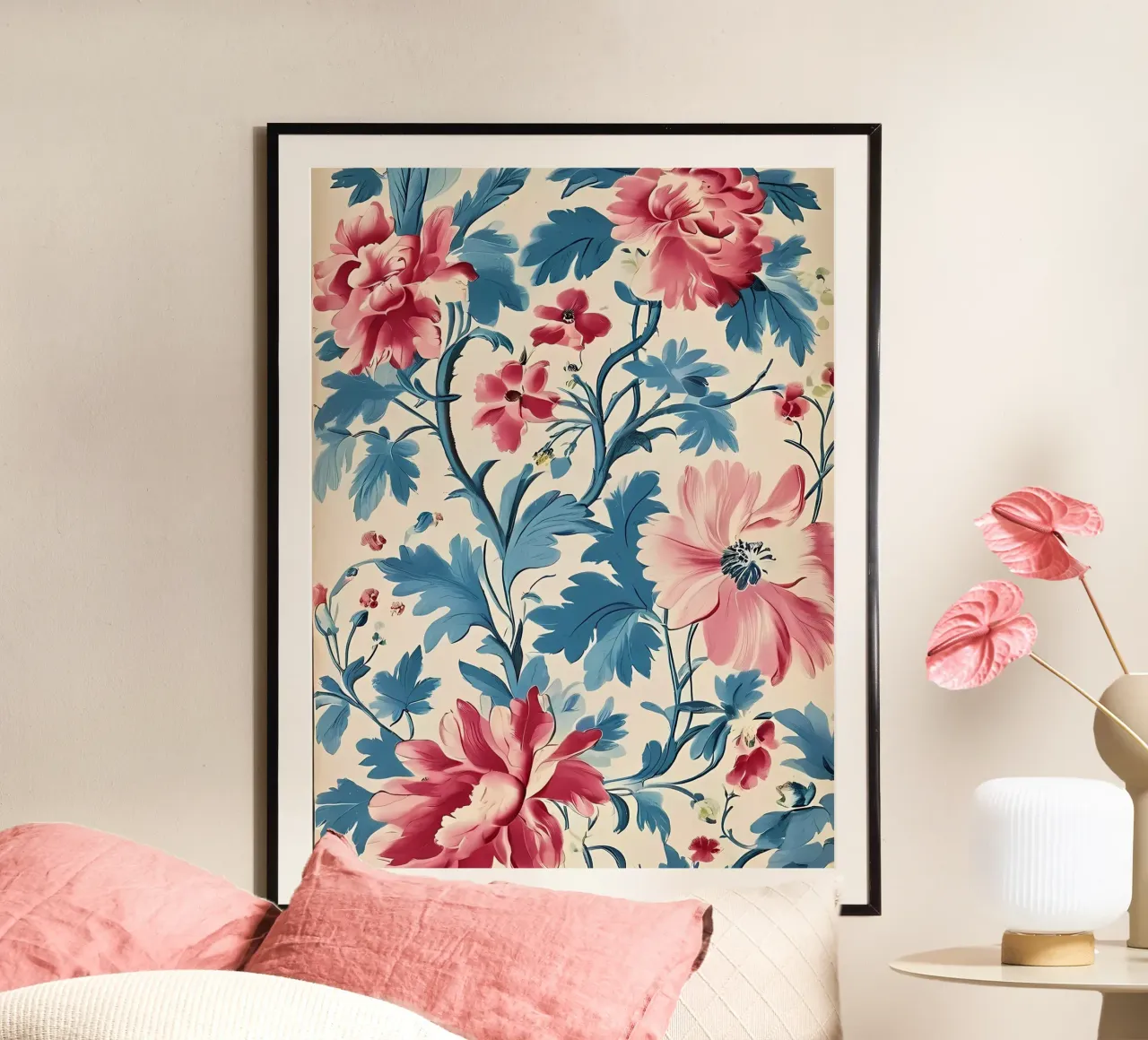 Carta da parati con arazzo floreale romantico poster da Artistic-shop