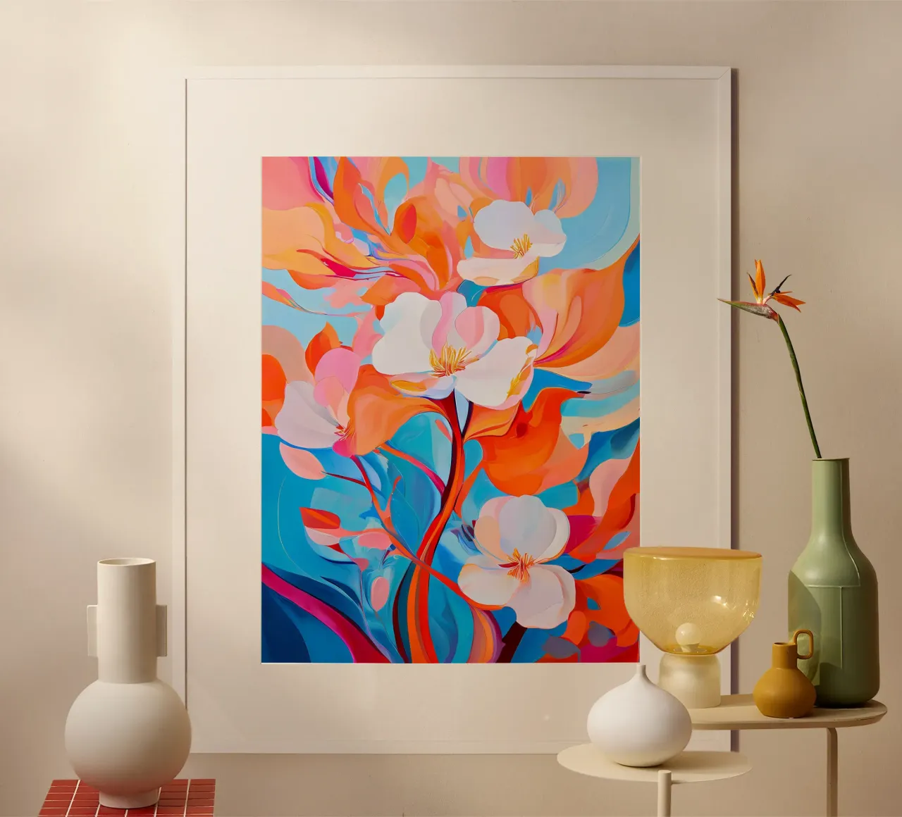 Sinfonia floreale poster con telaio in legno da Artistic-shop