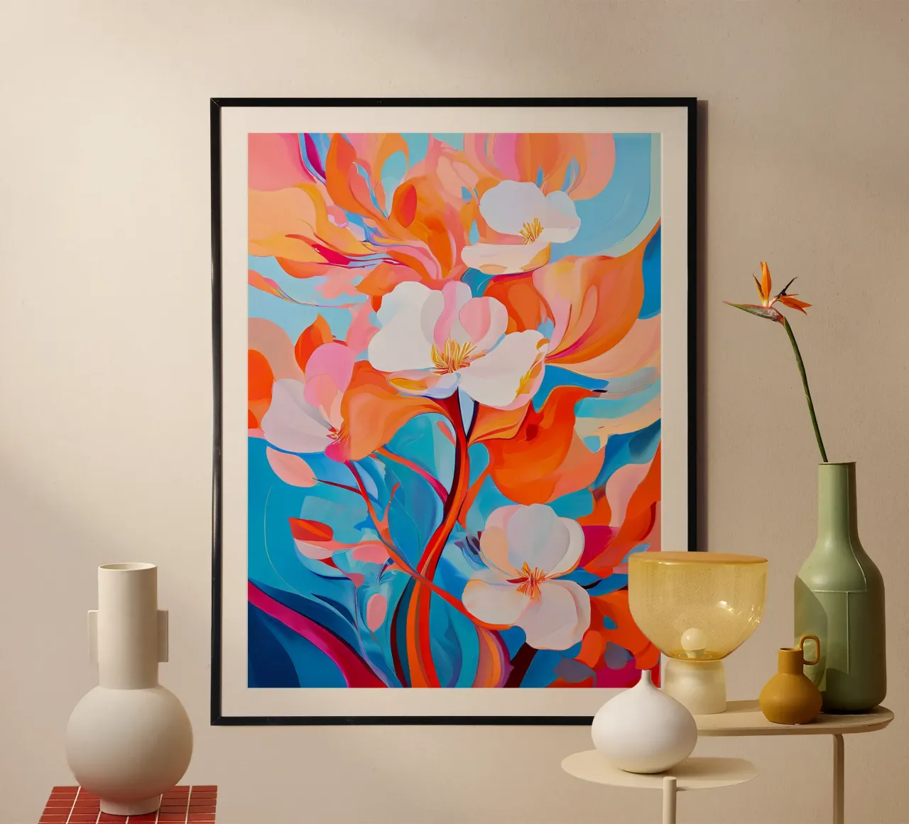Sinfonia floreale poster con telaio in legno da Artistic-shop