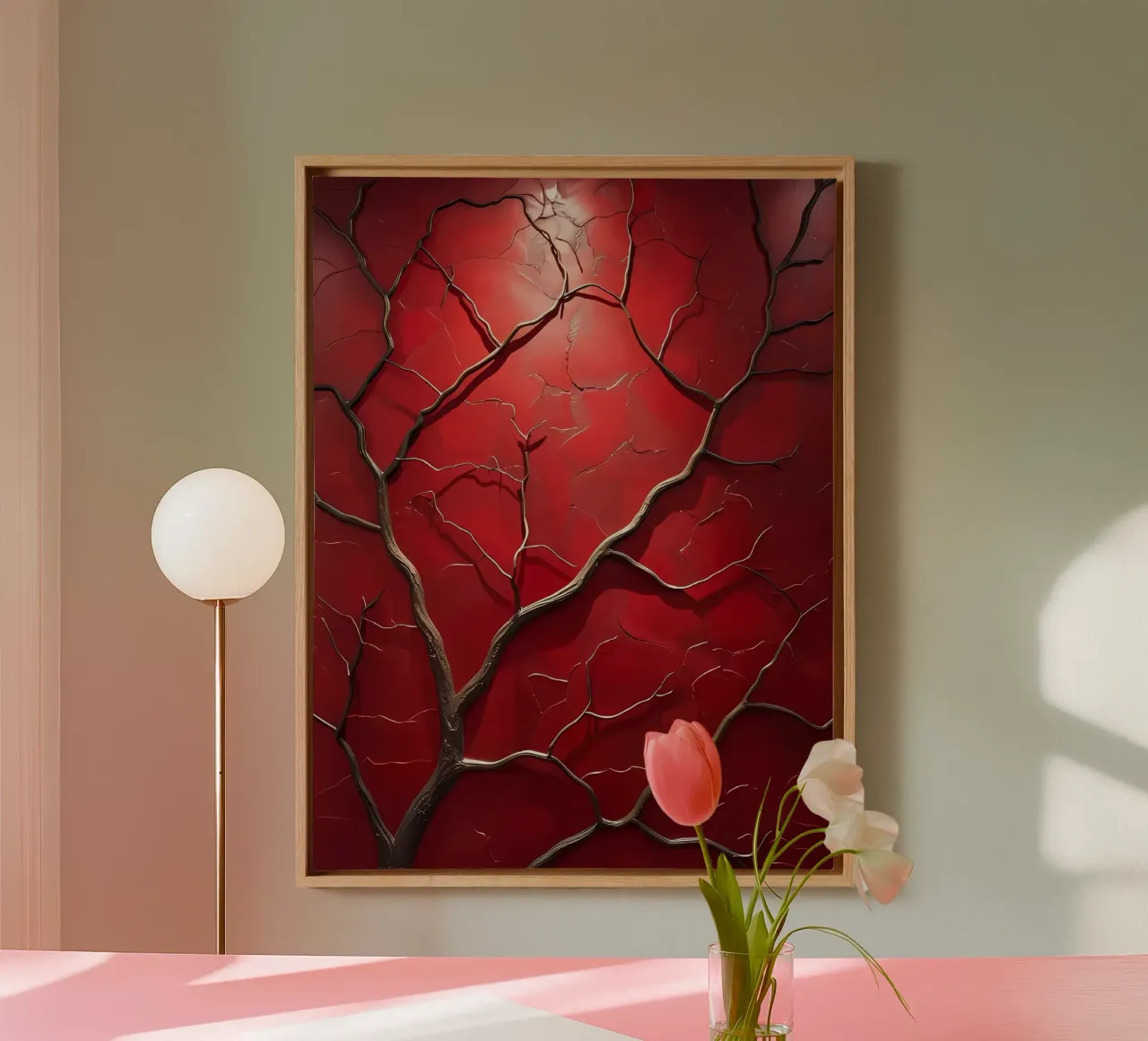 Karmozijnrood baldakijn canvas met Baklijst van Artistic-shop