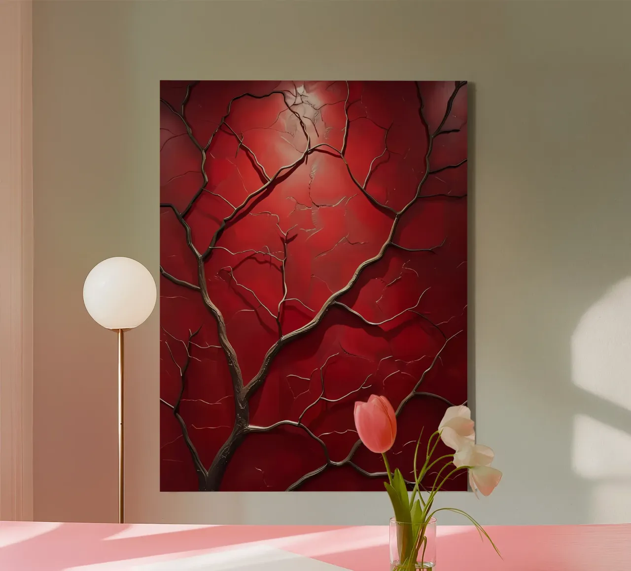 Karmozijnrood baldakijn canvas met Baklijst van Artistic-shop