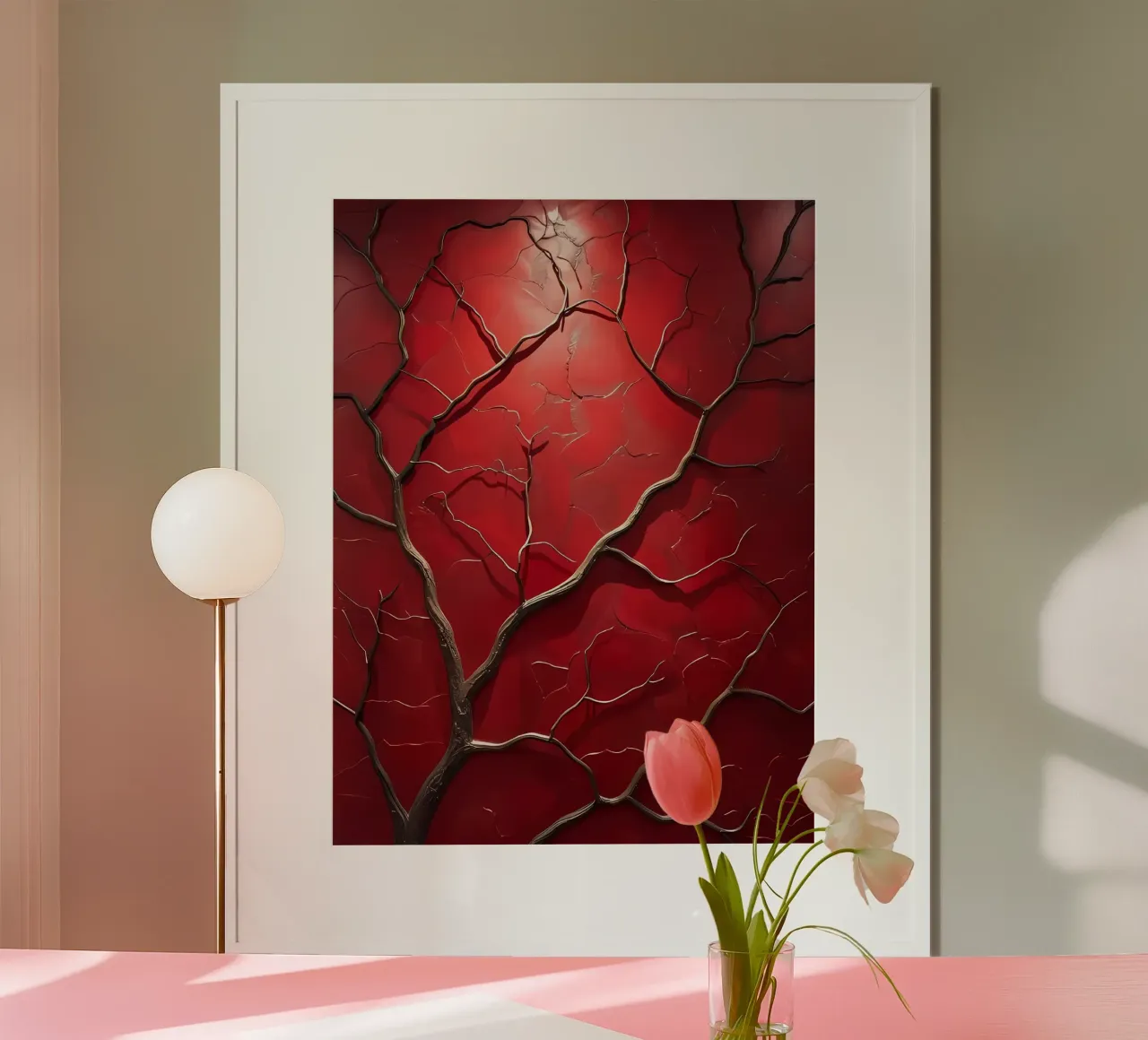 Baldacchino cremisi poster con telaio in legno da Artistic-shop