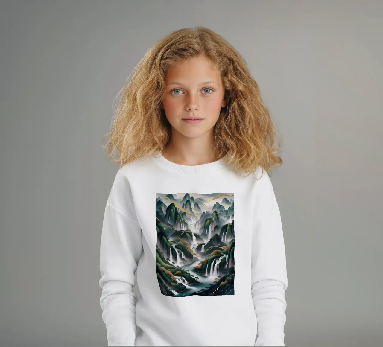 Cascate serene: un'armonia d'oro felpa bambino da Artistic-shop