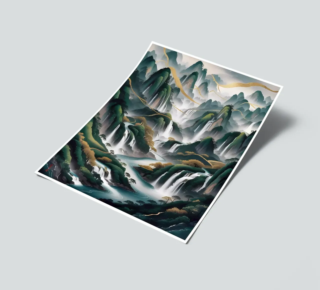 Serene Waterfalls: A Golden Harmony sticker sheet by Artistic-shop