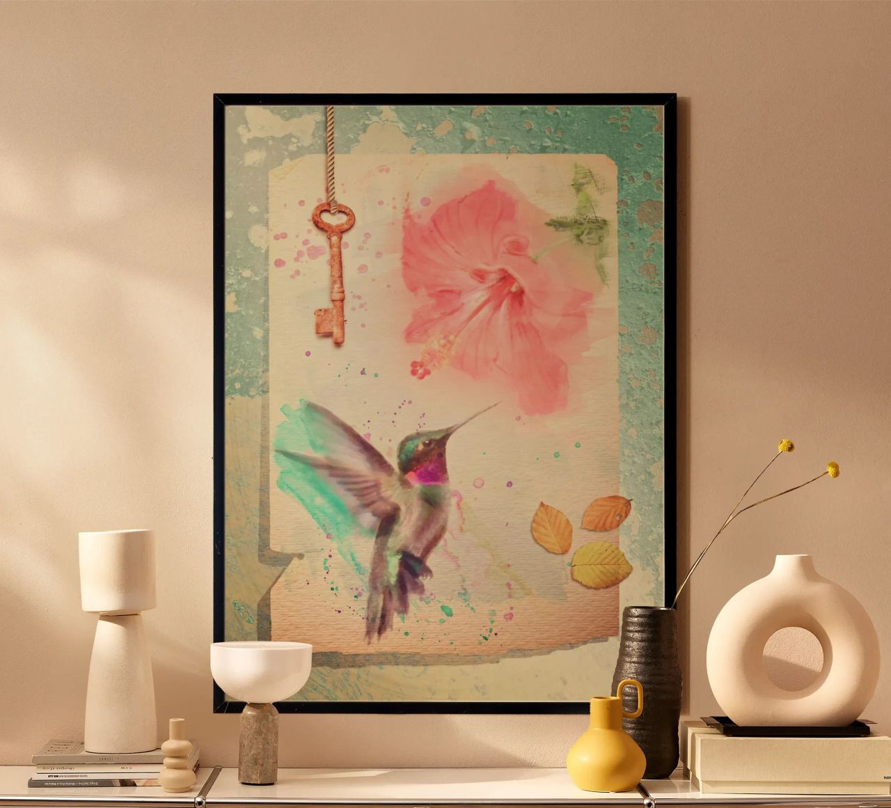 Hummingbird and Hibiscus poster by Eva Nev