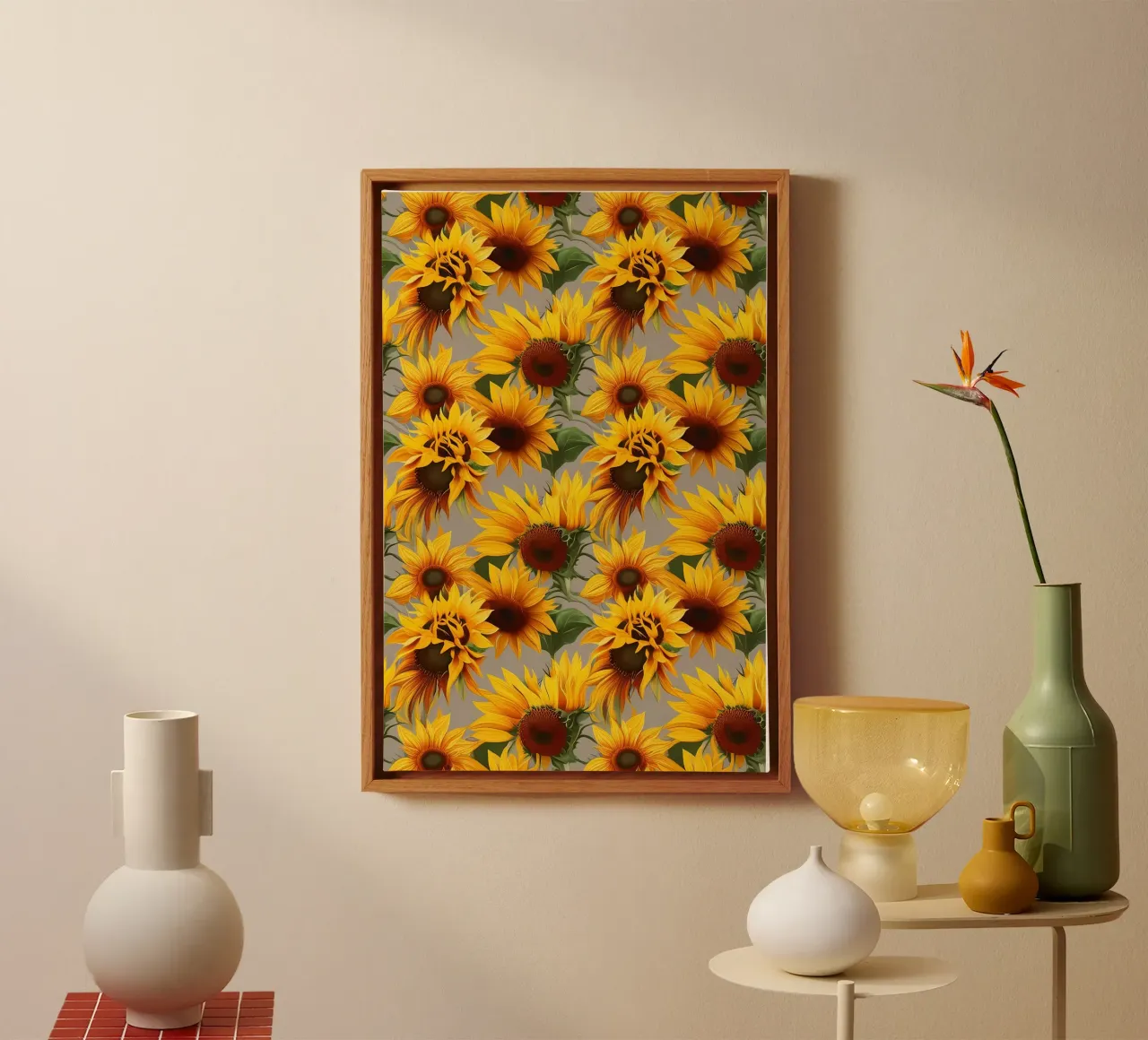Zonnige zonnebloem symfonie canvas met Baklijst van Artistic-shop