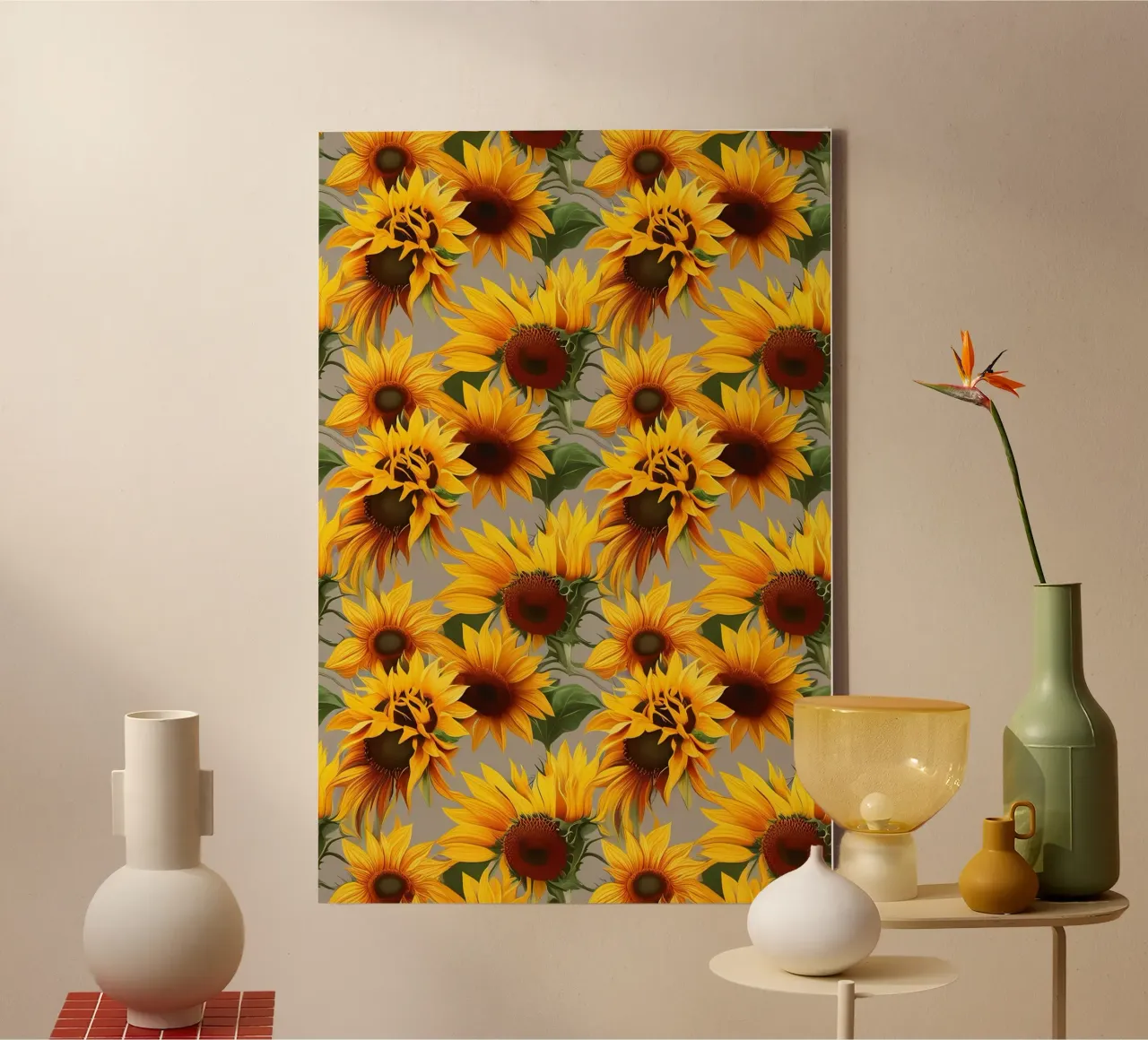 Zonnige zonnebloem symfonie canvas met Baklijst van Artistic-shop
