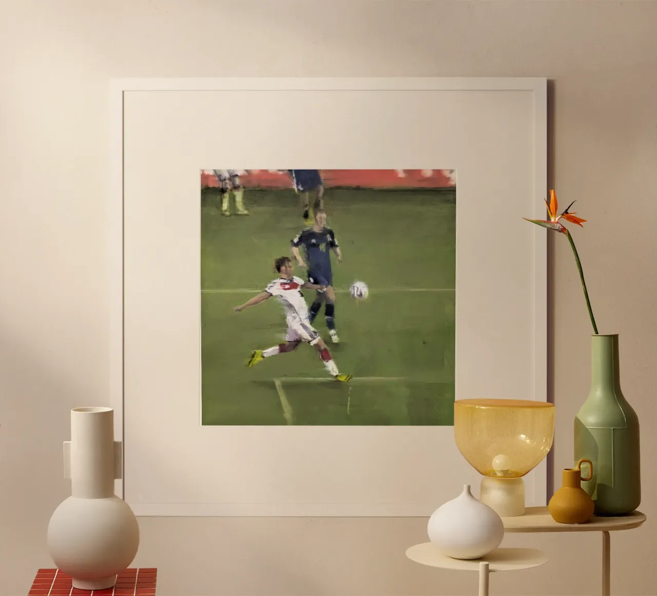 "MG_2014_07_13" Pittura Mario Götze Gol Coppa del Mondo 2014 poster con telaio in alluminio da Eduard Warkentin Art