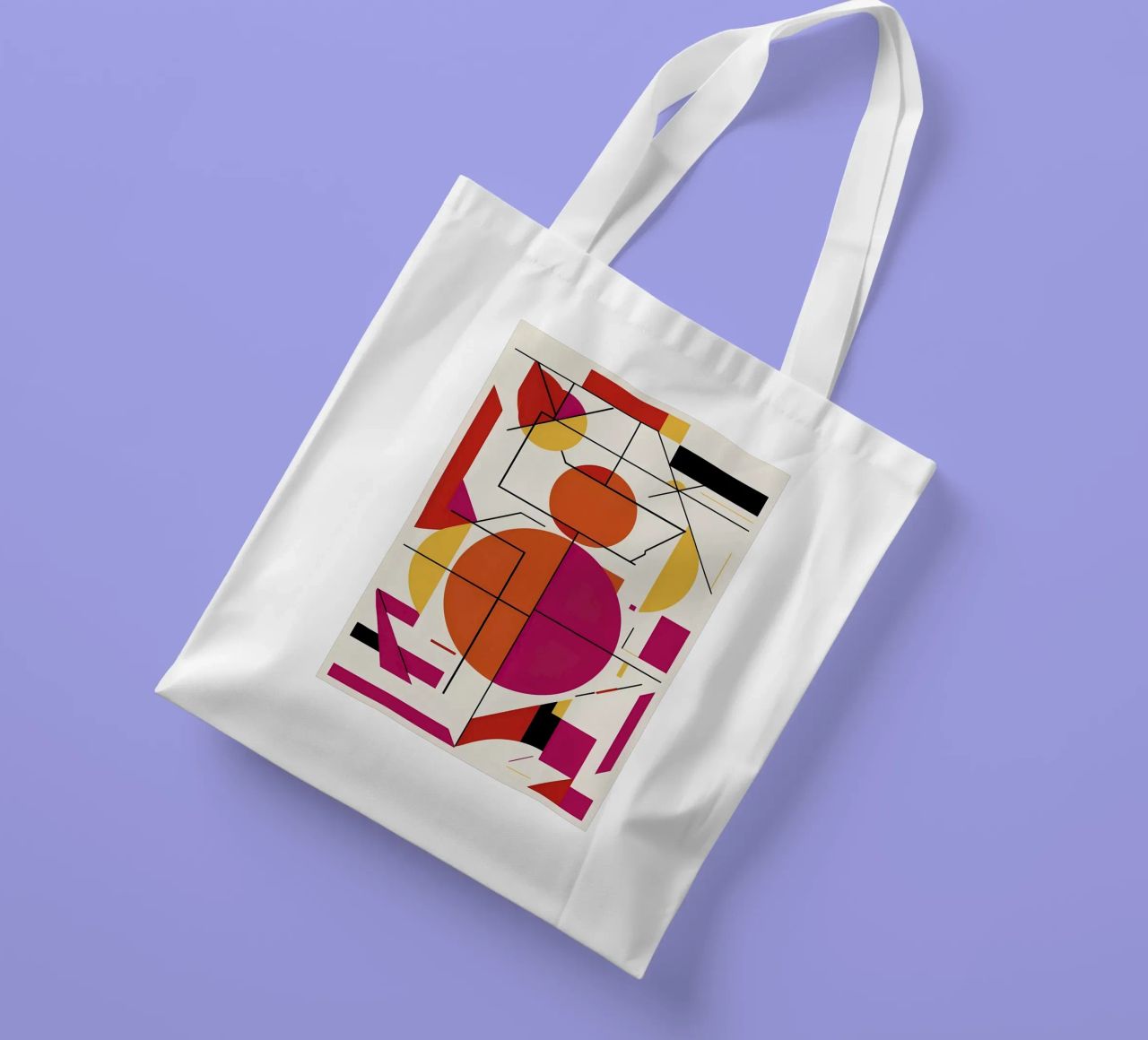 Duo dinamico: Una vibrante stampa d'arte astratta borsa in juta da Artistic-shop
