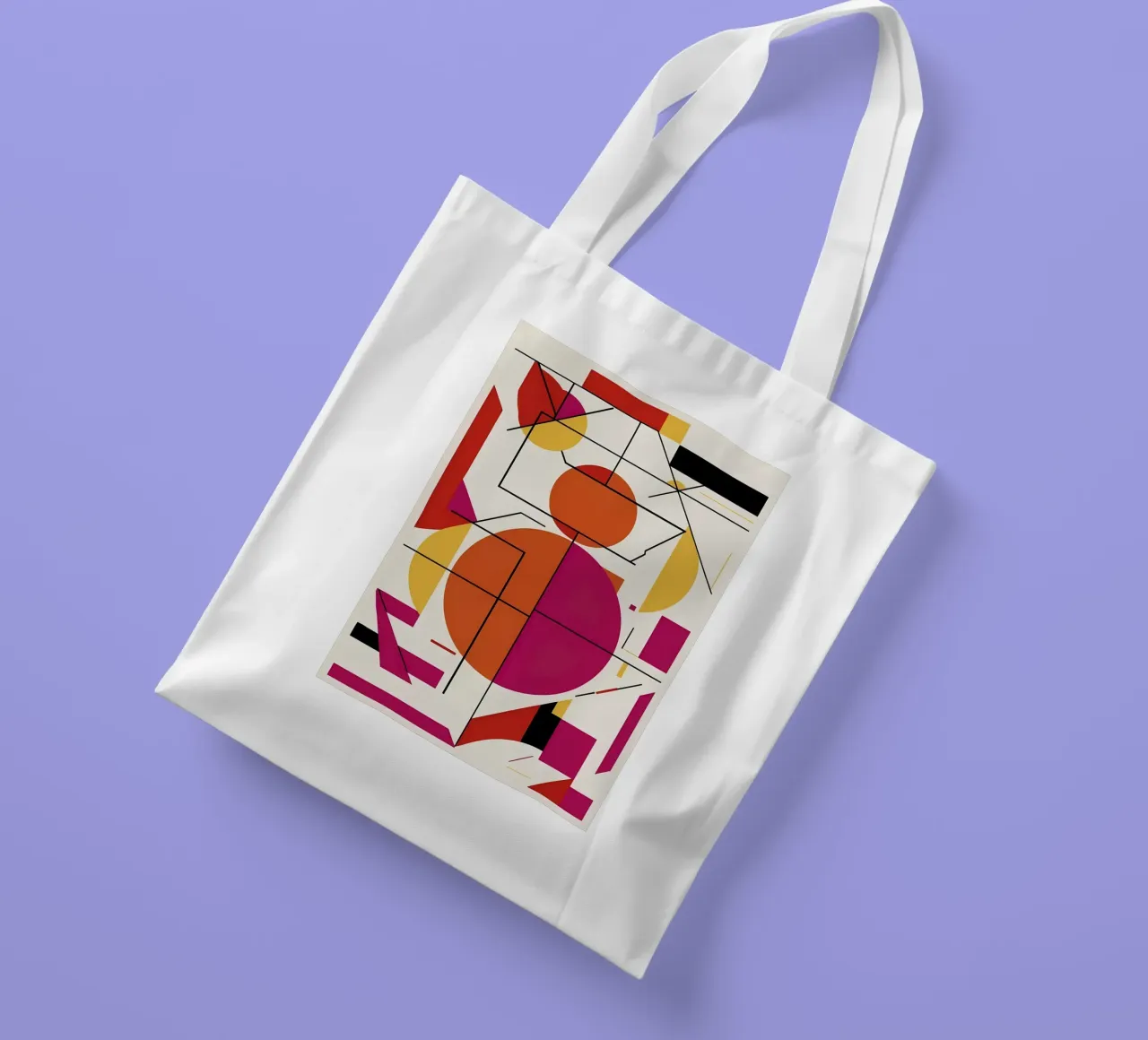 Duo dinamico: Una vibrante stampa d'arte astratta borsa in juta da Artistic-shop
