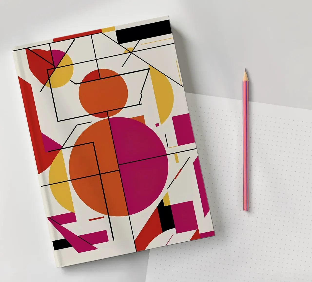 Dynamic Duo: A Vibrant Abstract Art Print notebook by Artistic-shop