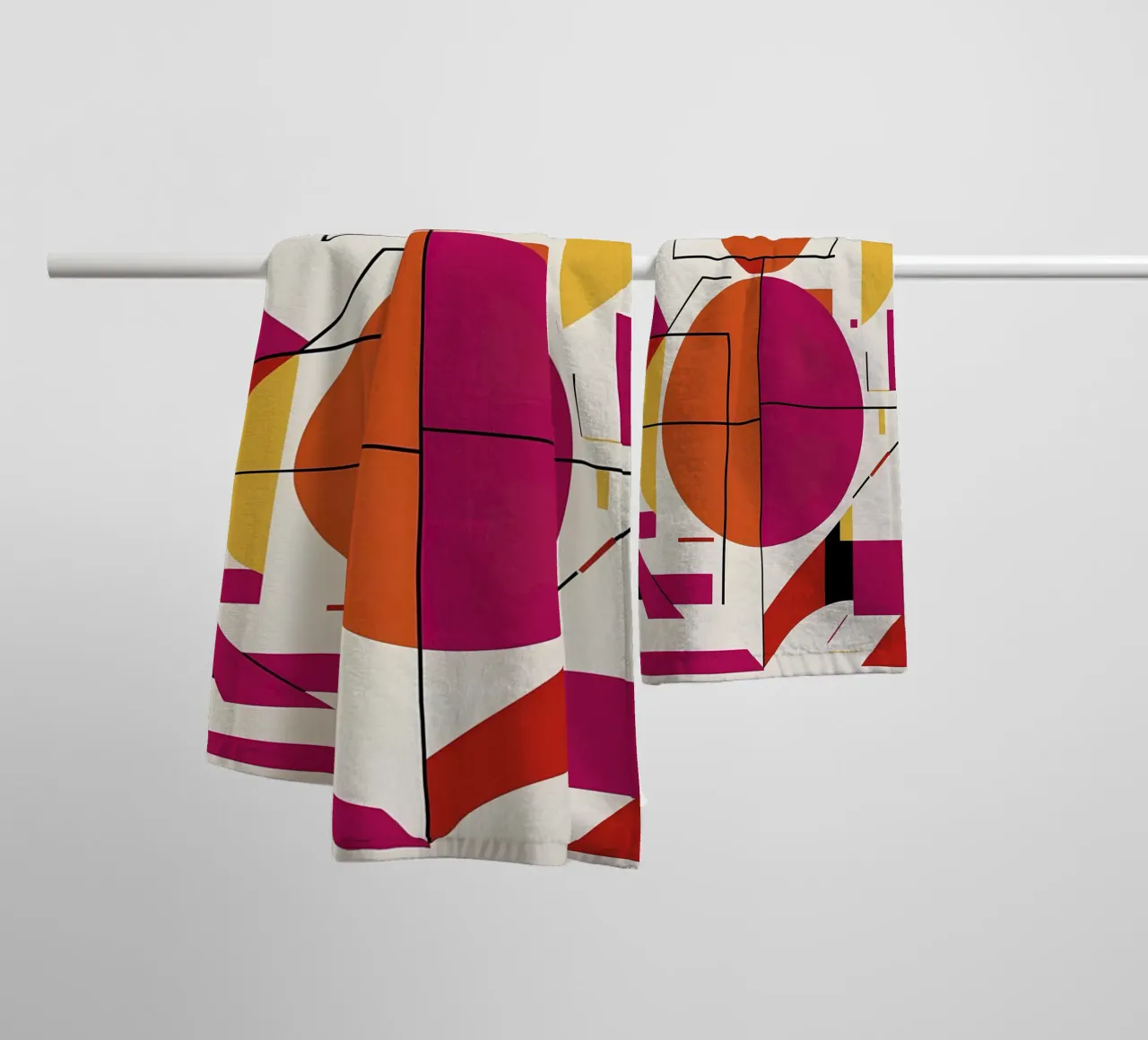 Dynamic Duo: A Vibrant Abstract Art Print towel by Artistic-shop