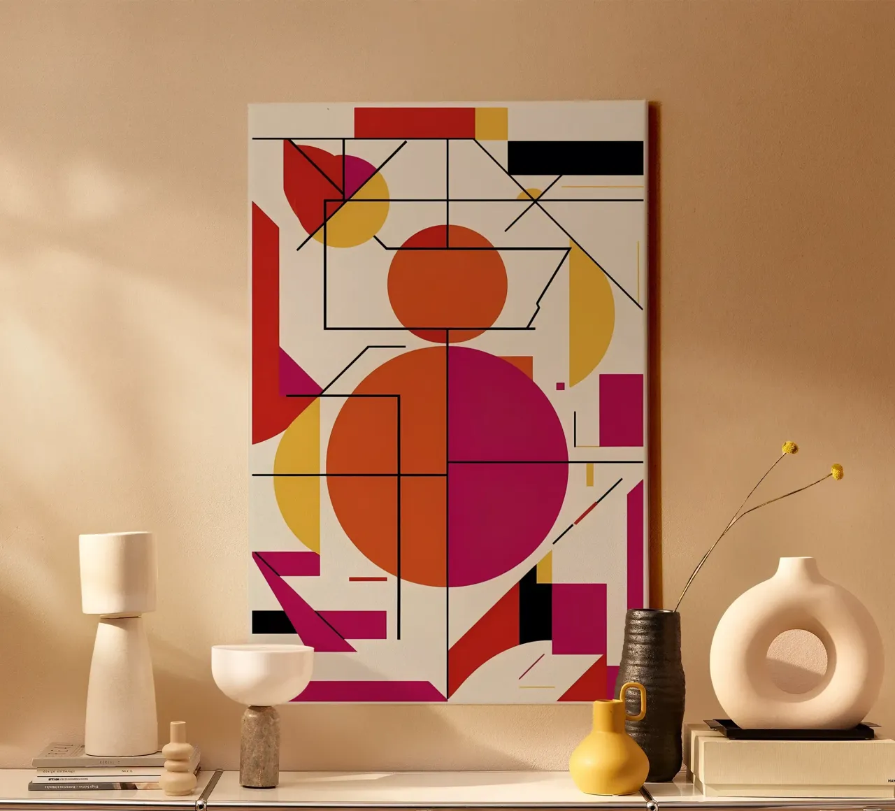 Dynamisches Duo: Ein lebendiger abstrakter Kunstdruck Leinwand von Artistic-shop