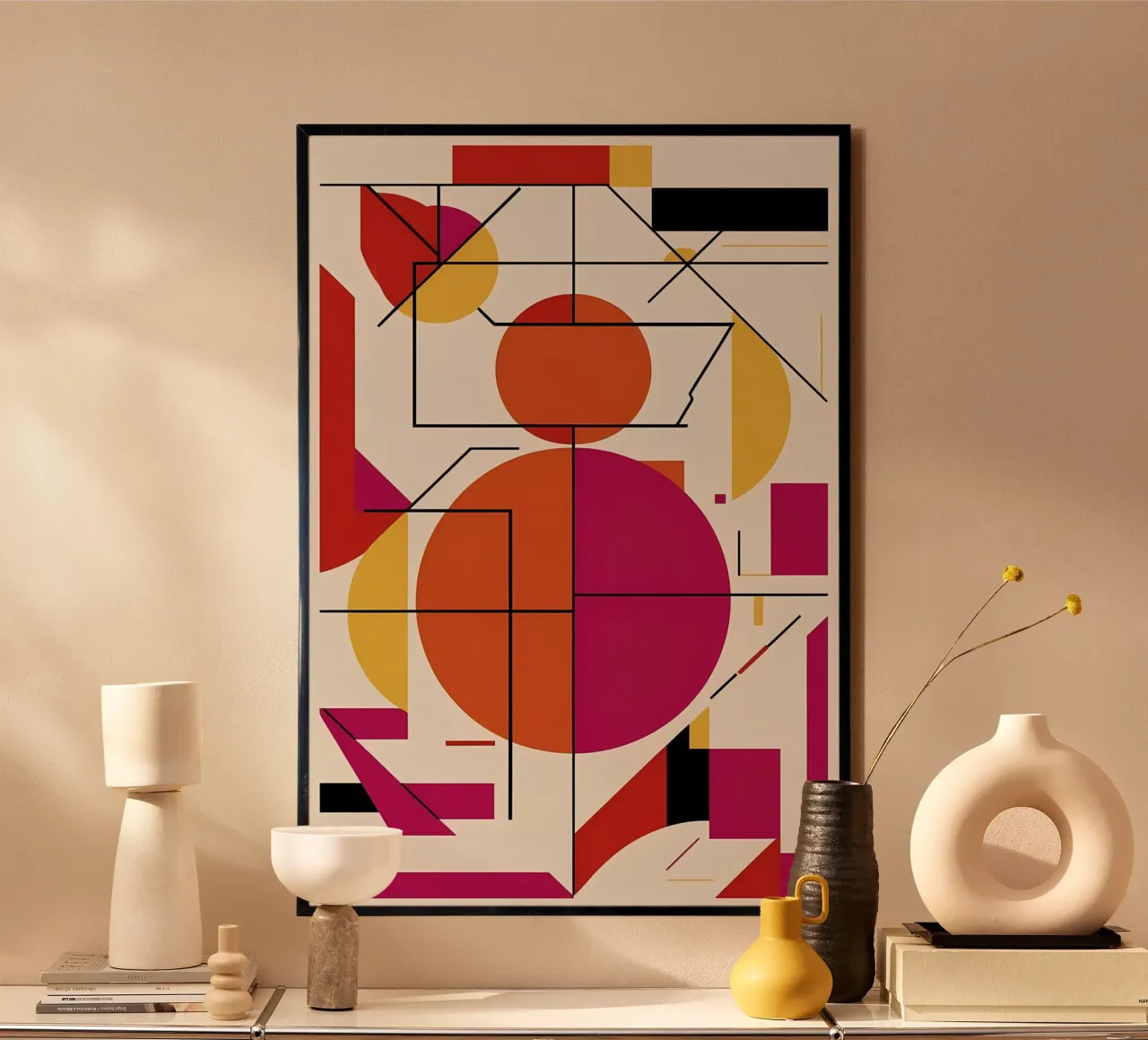 Dynamisch Duo: Een levendige abstracte kunstdruk hahnemühle van Artistic-shop