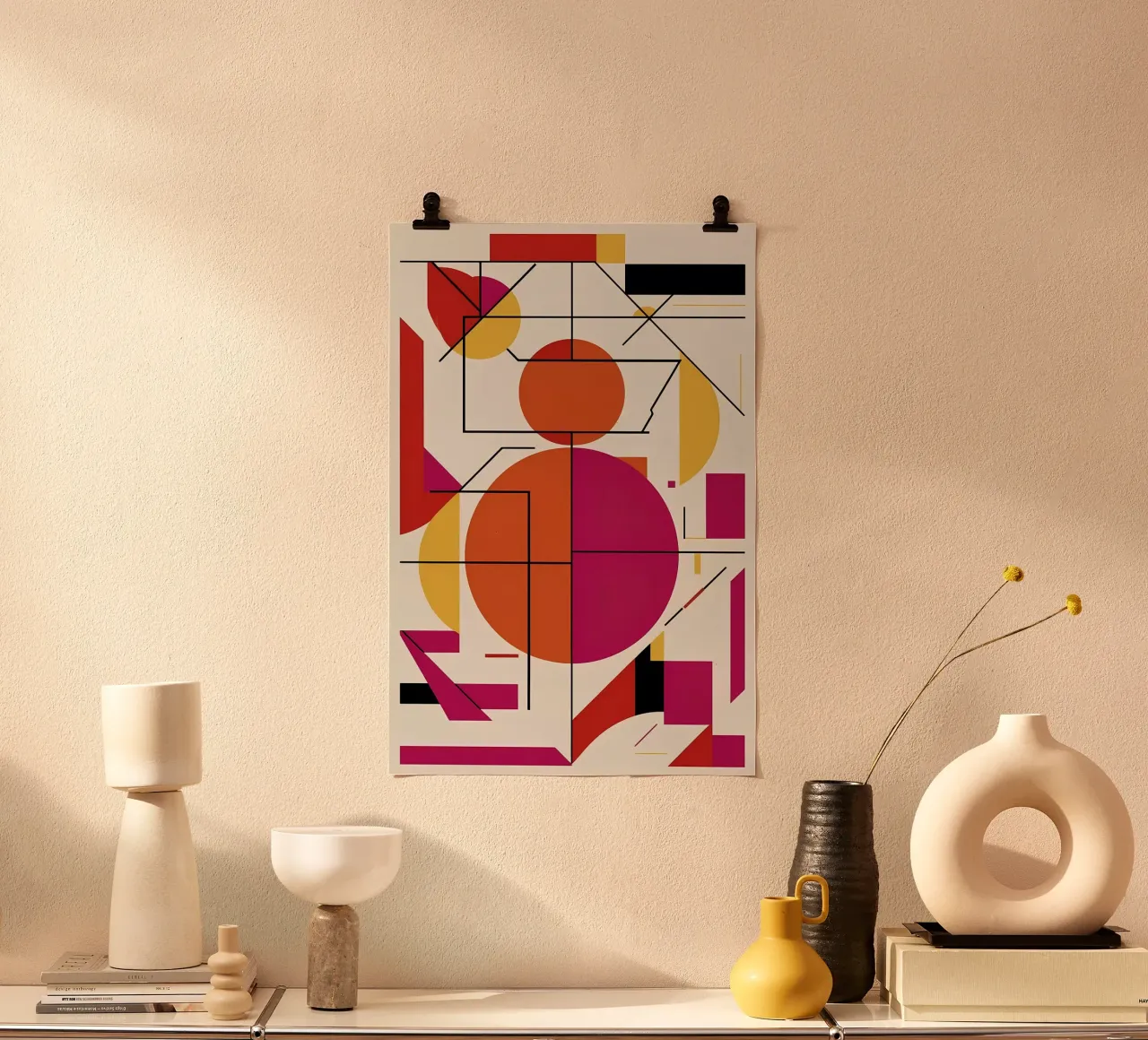 Dynamisch Duo: Een levendige abstracte kunstdruk hahnemühle van Artistic-shop
