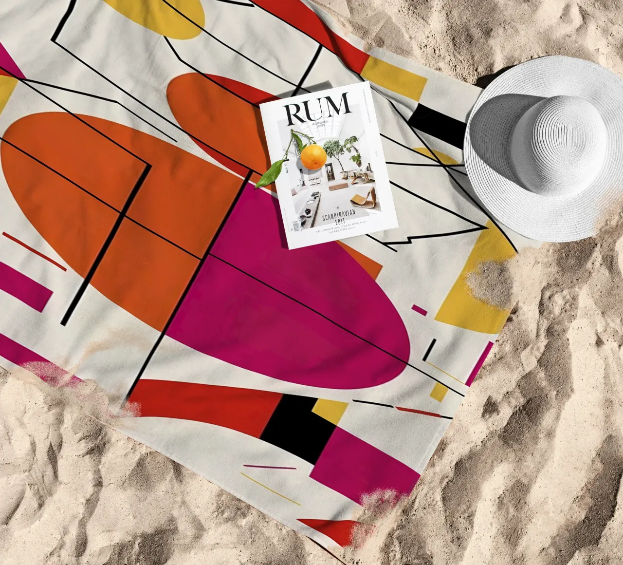 Dynamic Duo: A Vibrant Abstract Art Print beach towel by Artistic-shop