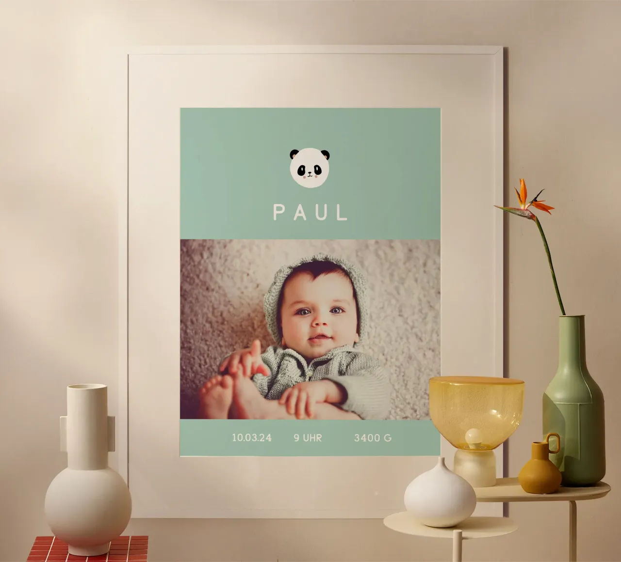 Panda Baby poster con telaio in alluminio da mymia