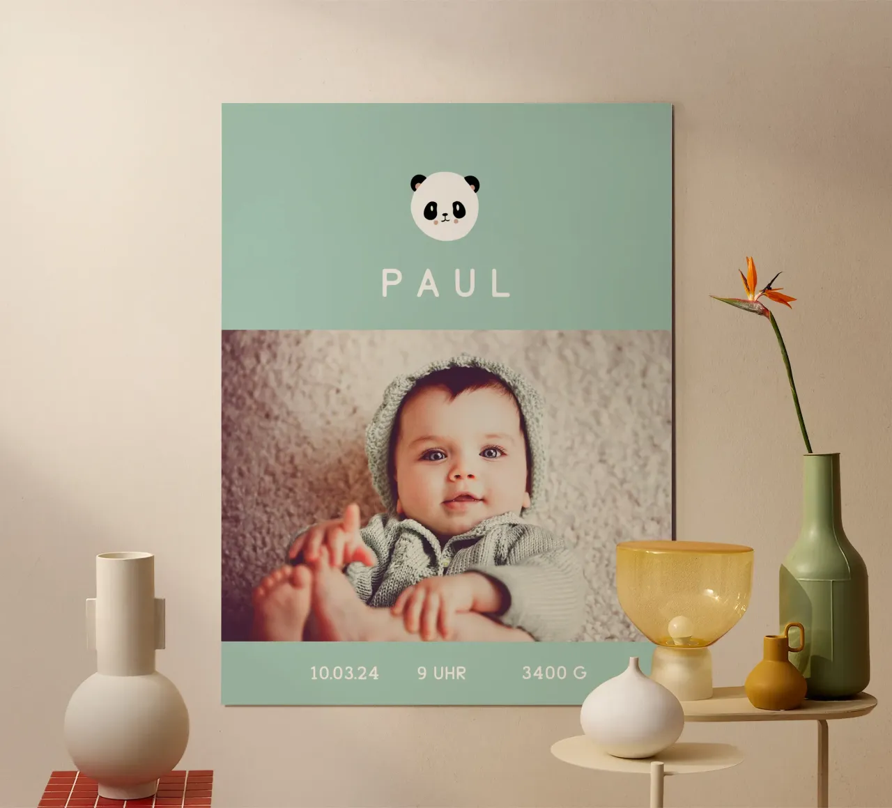 Panda Baby poster con telaio in alluminio da mymia