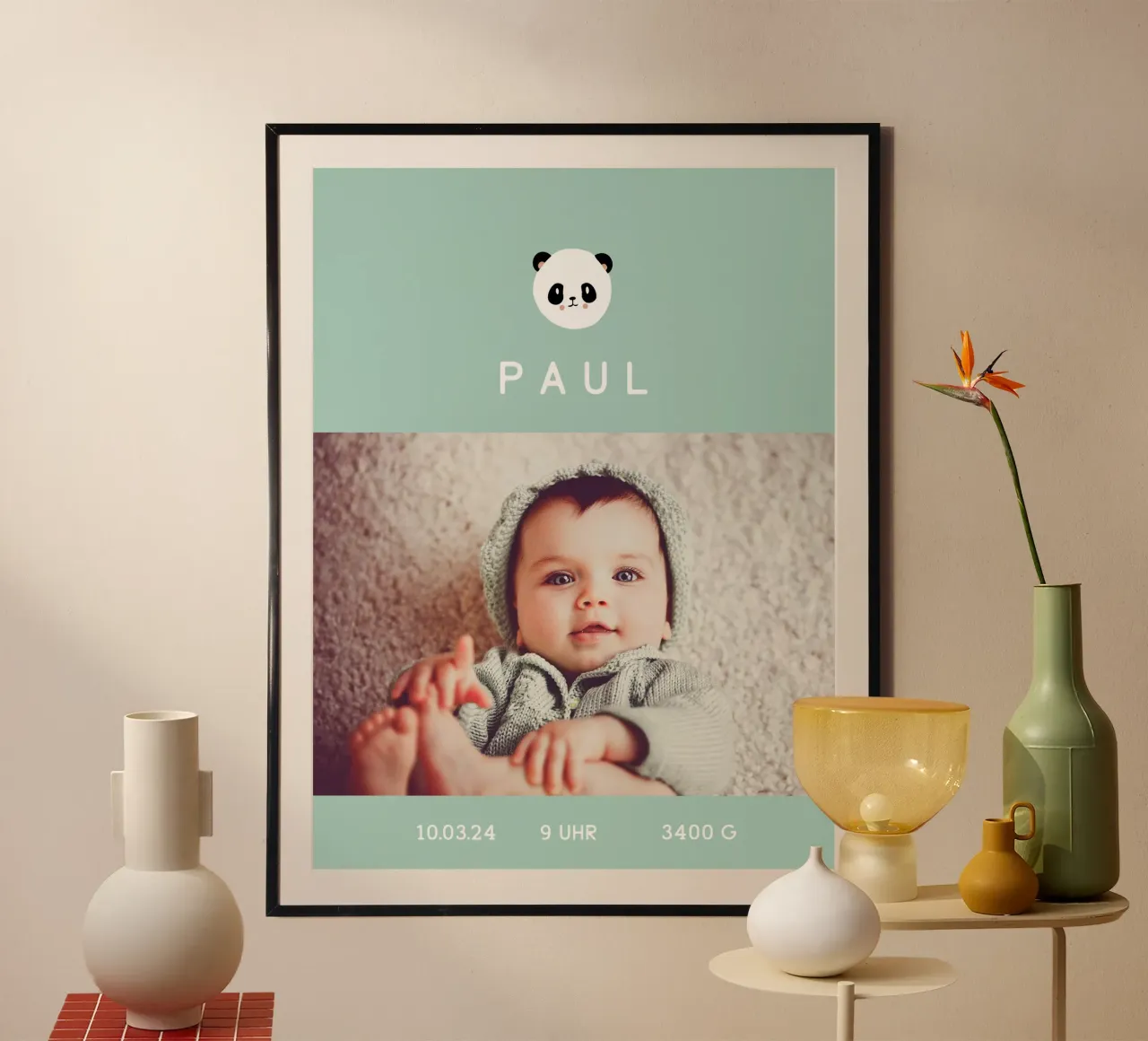 Panda Baby poster con telaio in alluminio da mymia