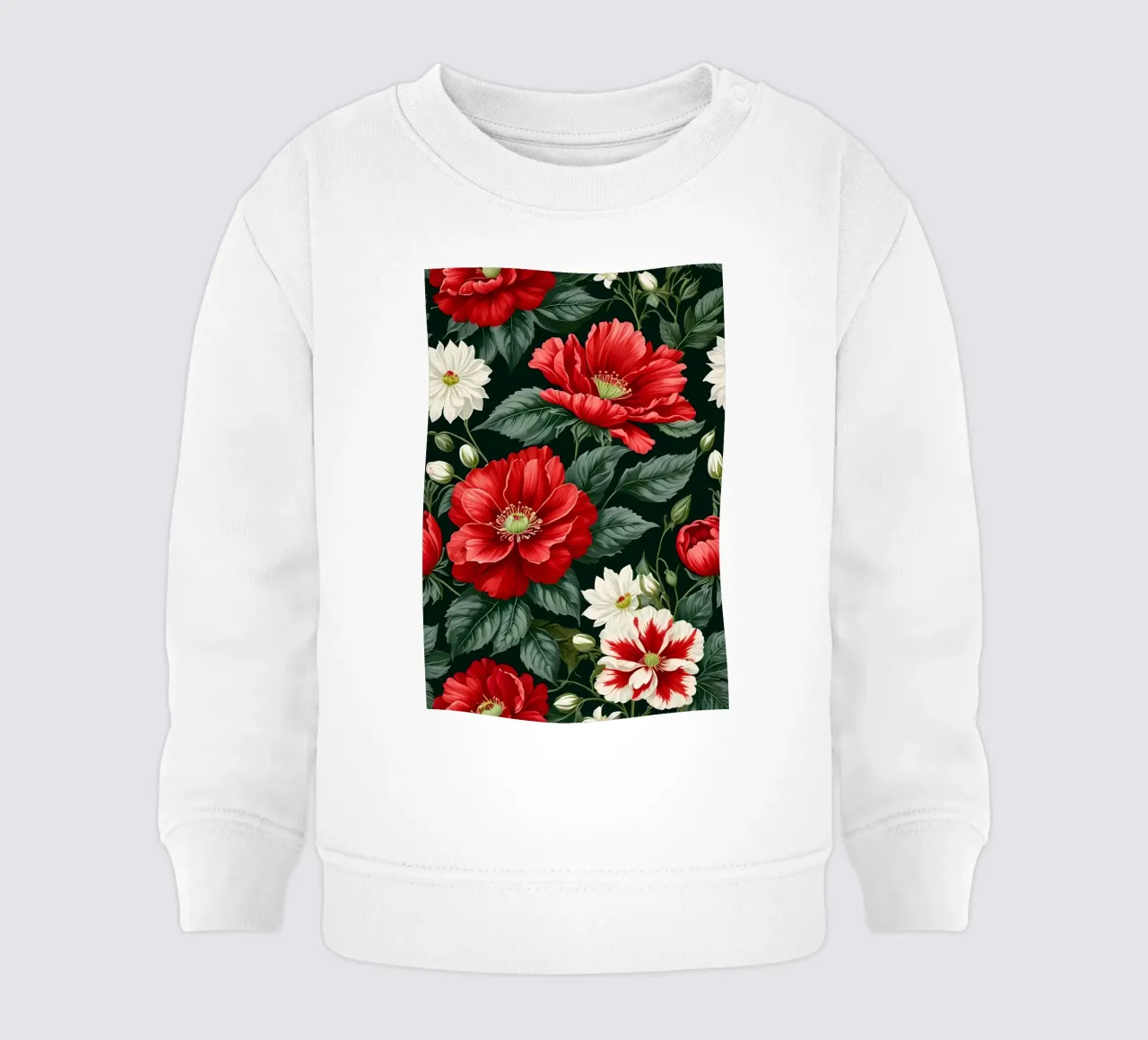 Rapsodia floreale: Una sinfonia di bianco e rosso felpa neonato da Artistic-shop
