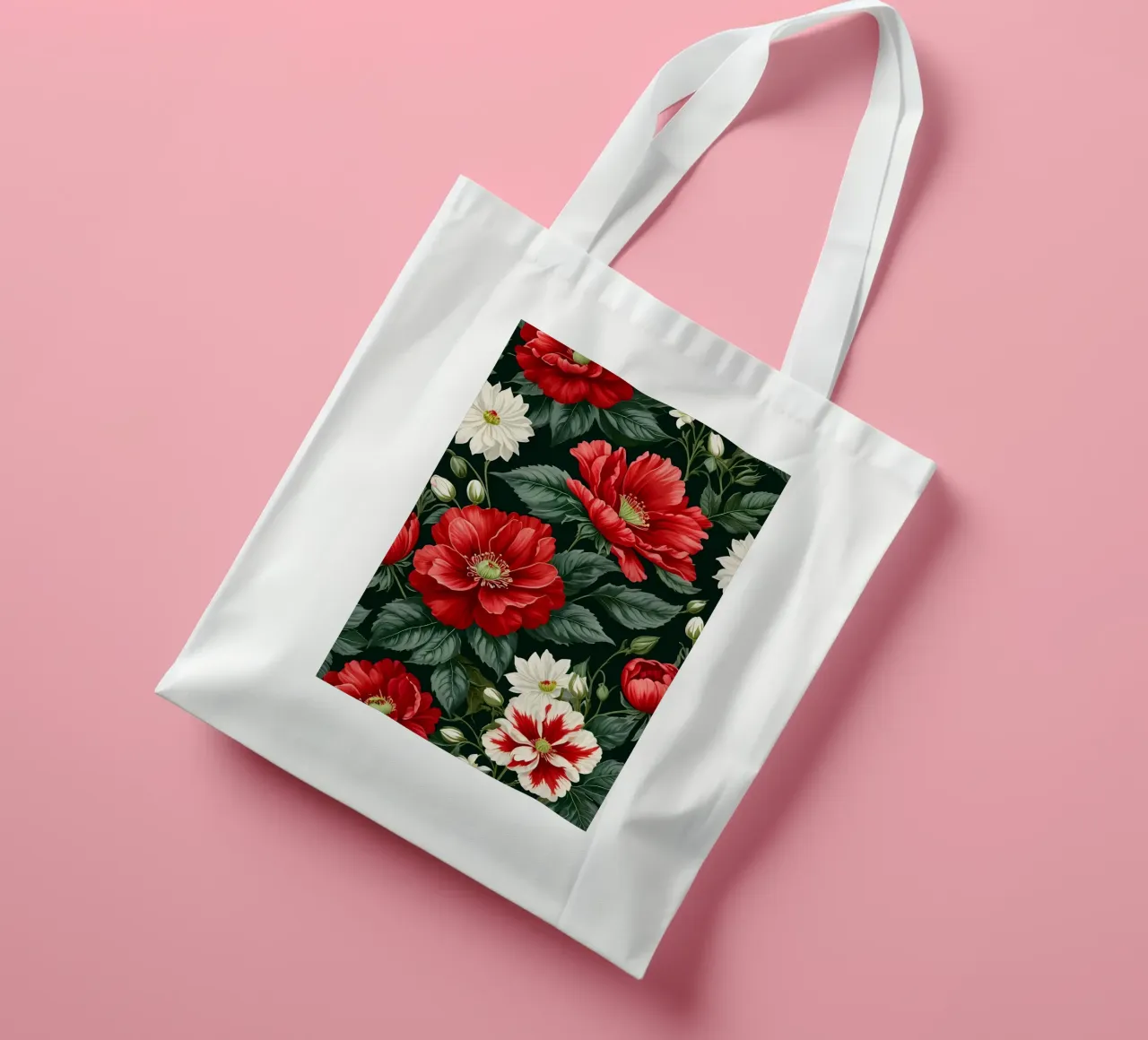Rapsodia floreale: Una sinfonia di bianco e rosso borsa in juta da Artistic-shop