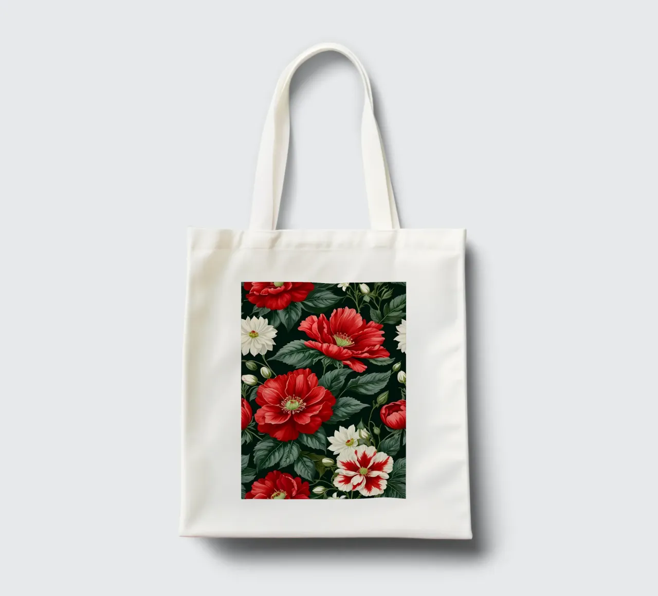 Rapsodia floreale: Una sinfonia di bianco e rosso borsa in juta da Artistic-shop