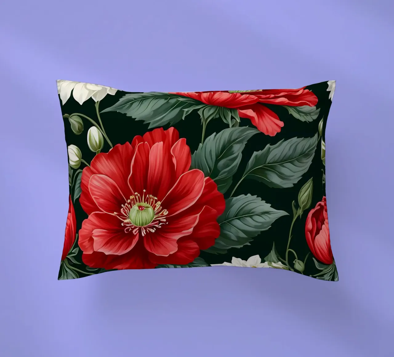 Rapsodia floreale: Una sinfonia di bianco e rosso cuscino da Artistic-shop