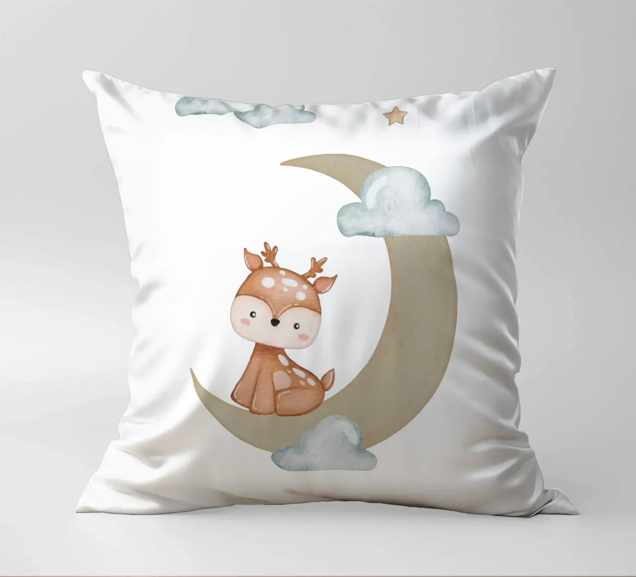 Deer in the Moonlight decorative cushion by Doodle Dreams Art