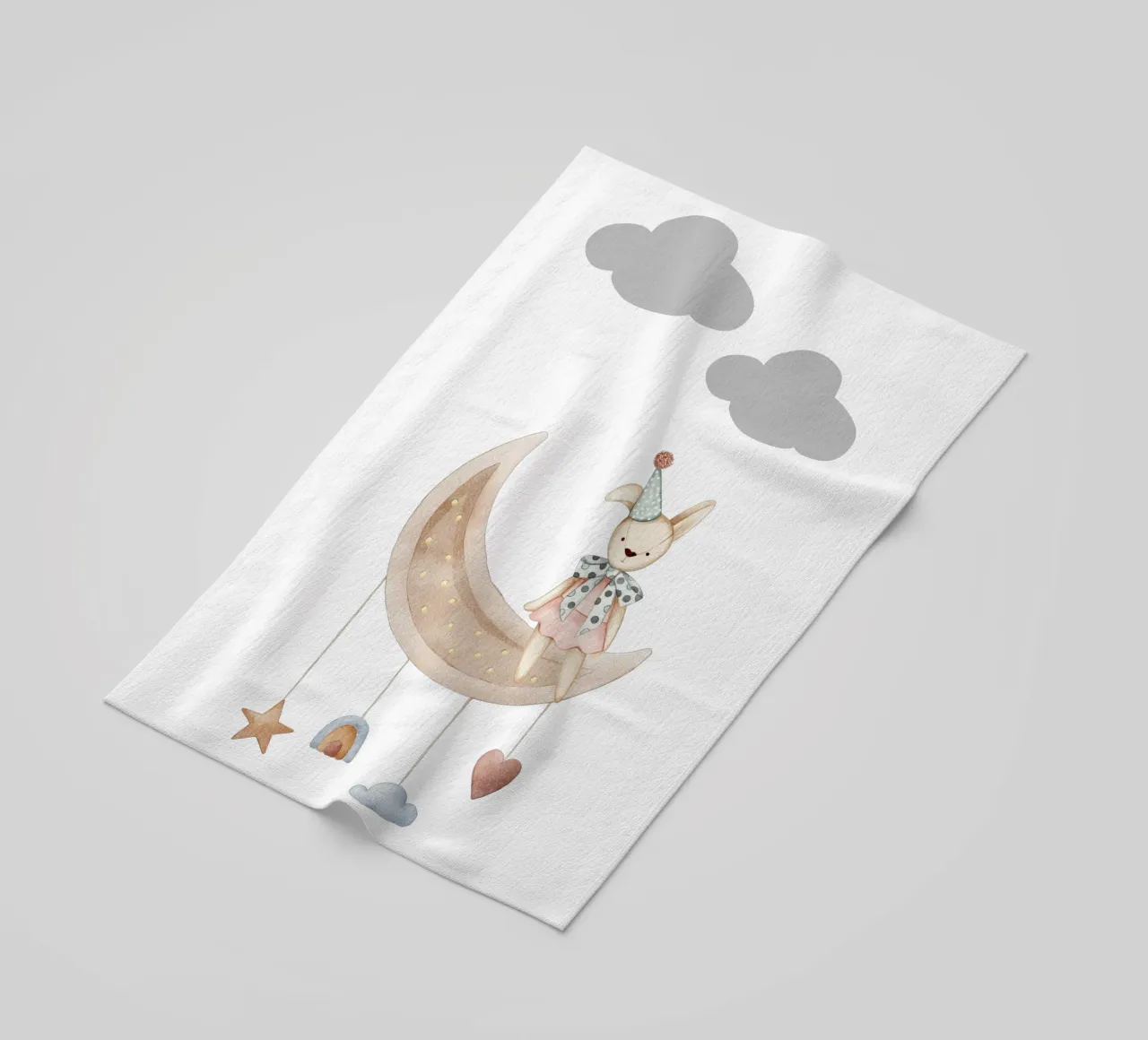 La notte dei coniglietti stellati telo mare da Doodle Dreams Art