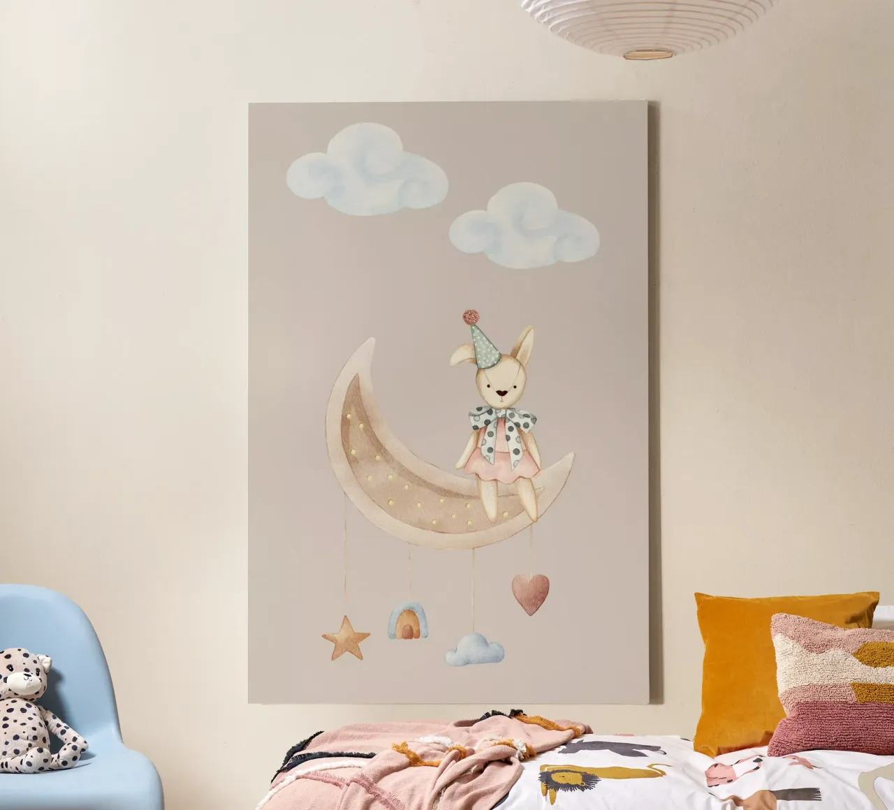 La notte dei coniglietti stellati tela con Cornice a cassetta da Doodle Dreams Art