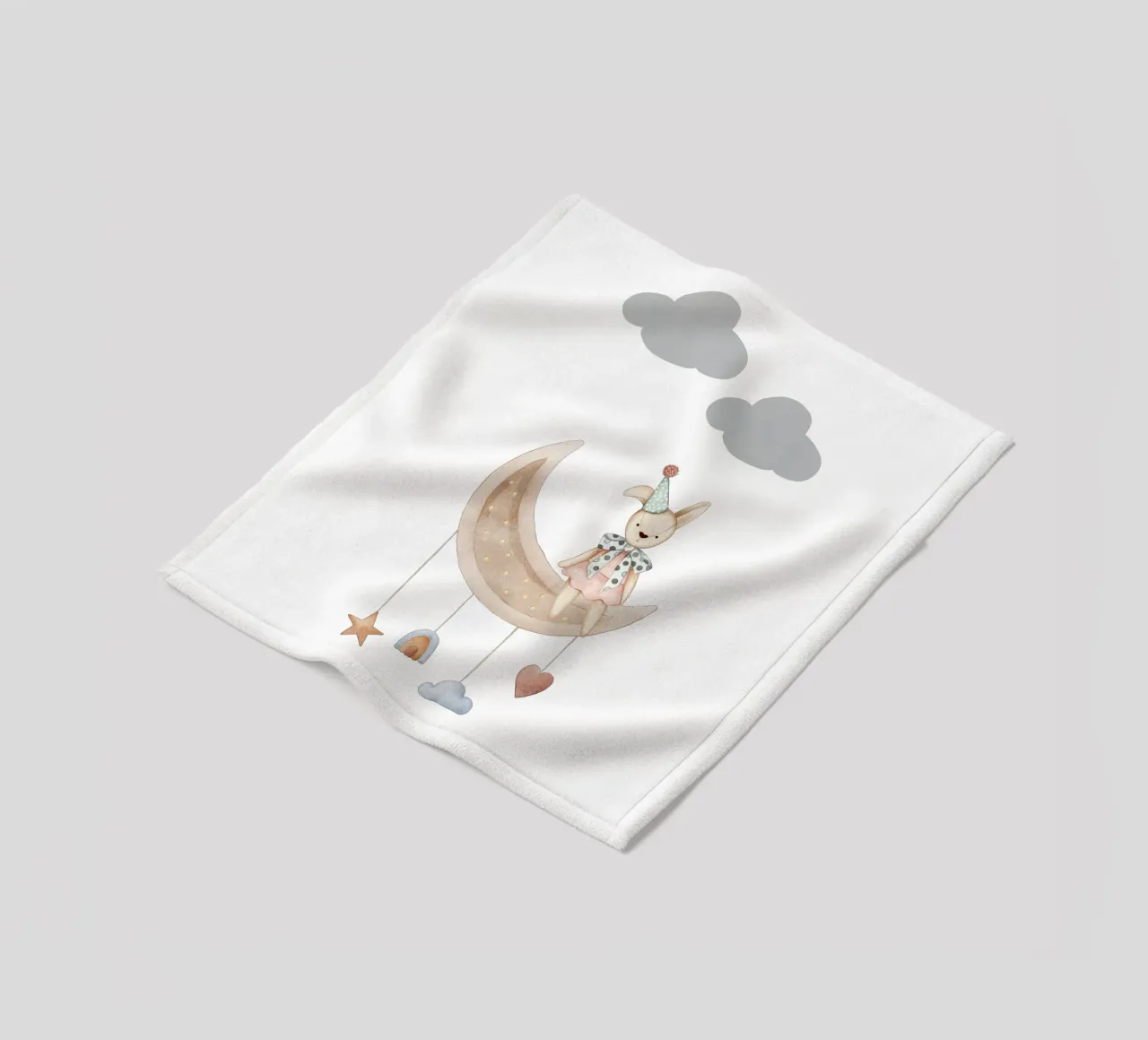 La notte dei coniglietti stellati coperta in pile da Doodle Dreams Art