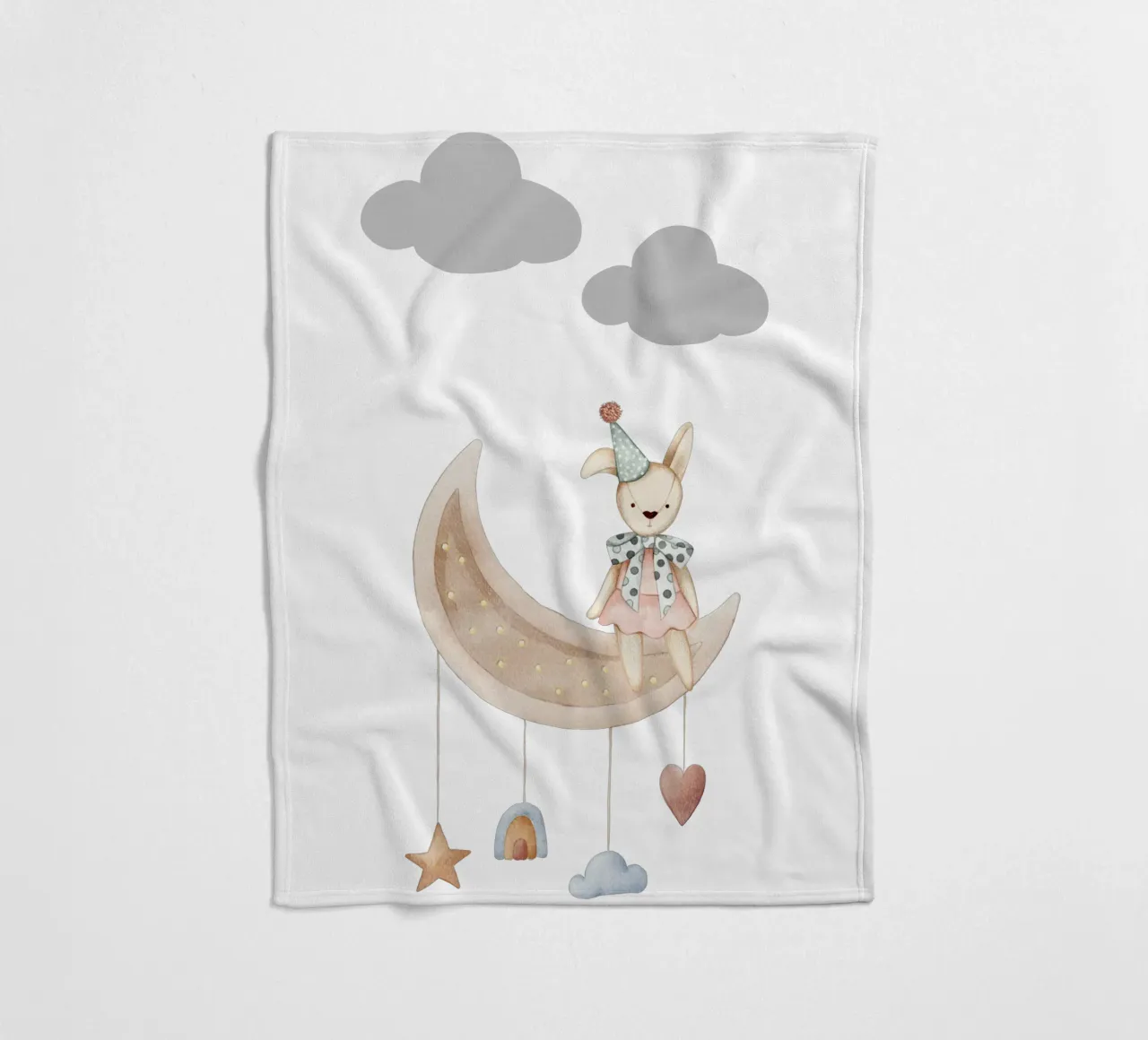La notte dei coniglietti stellati coperta in pile da Doodle Dreams Art