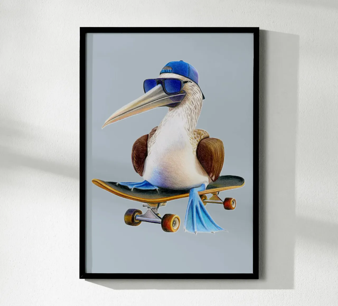 Paco the Skateboarder poster con telaio in alluminio da Graphit und Farbe