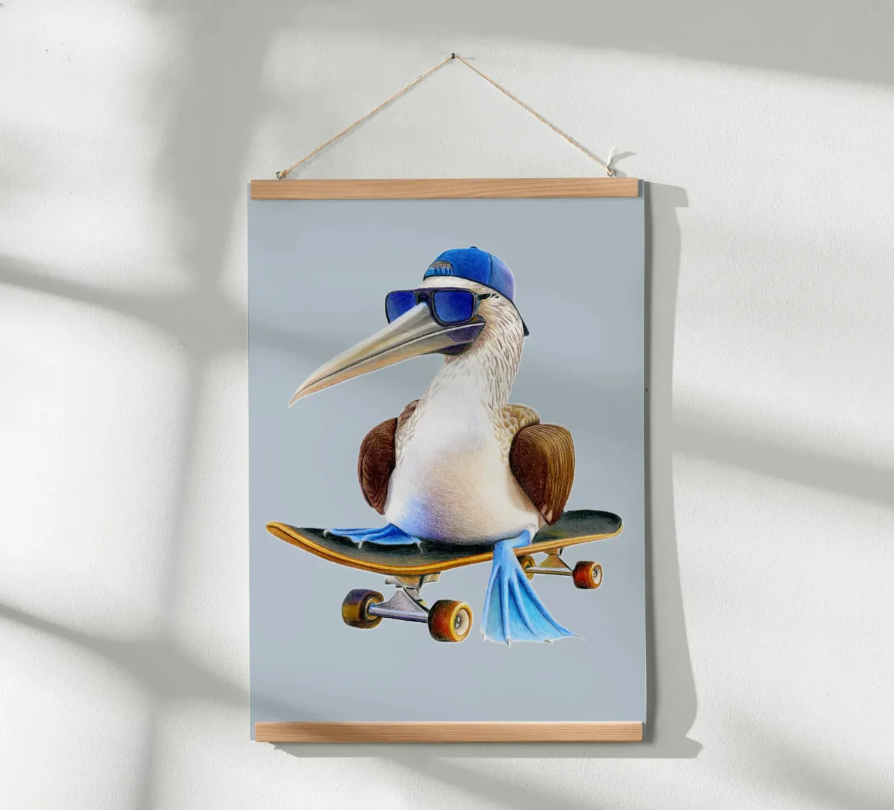 Paco the Skateboarder poster con telaio in alluminio da Graphit und Farbe
