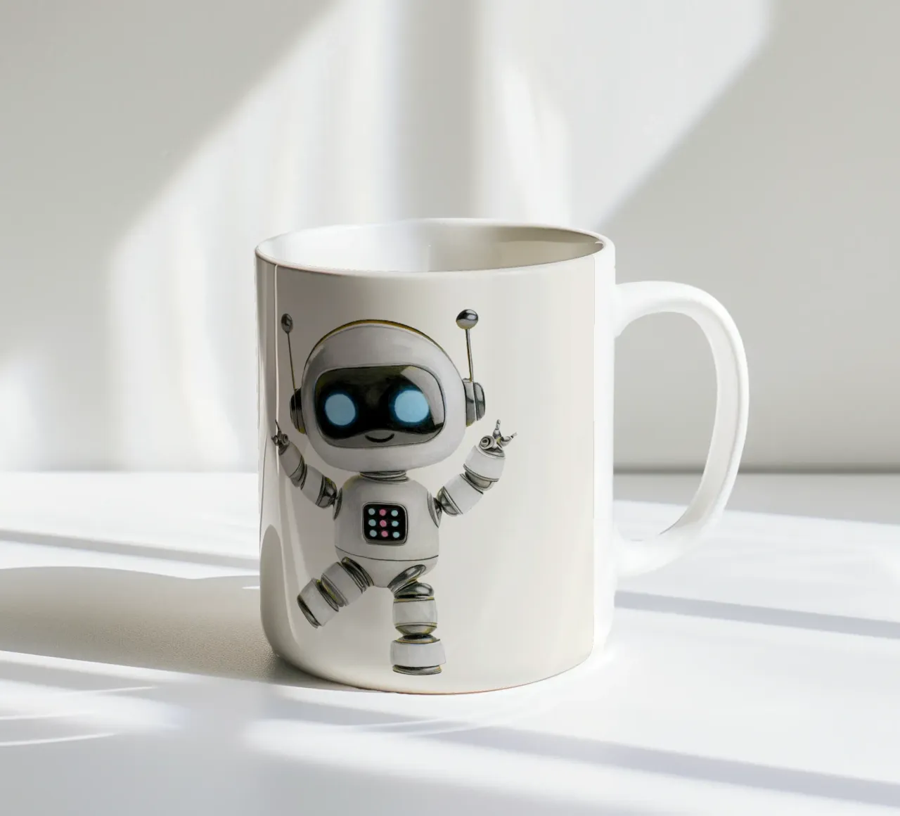 Happy Robot ceramic mug by Graphit und Farbe