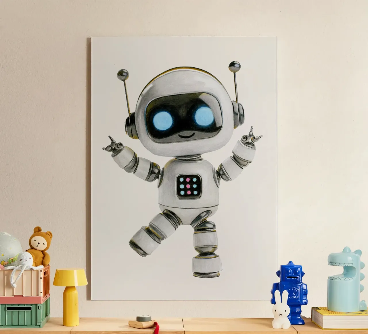 Happy Robot plexiglass da Graphit und Farbe