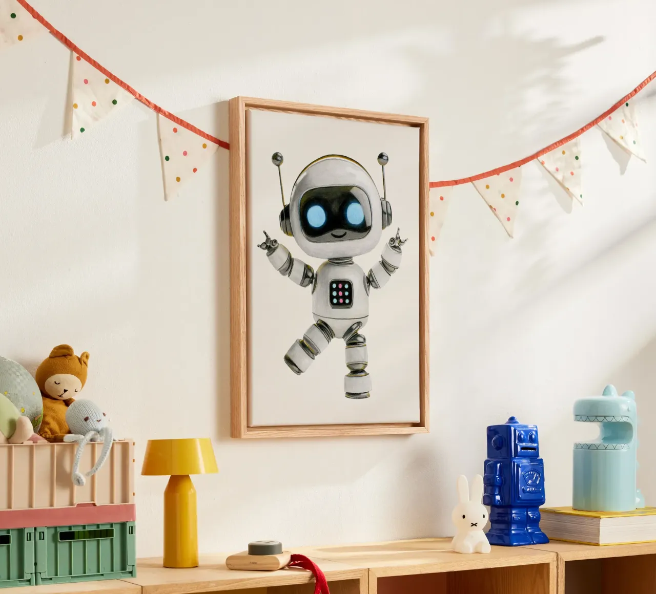 Happy Robot tela con Cornice a cassetta da Graphit und Farbe