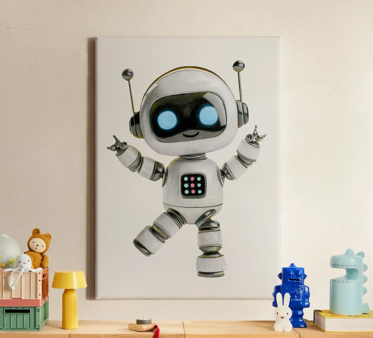 Happy Robot tela con Cornice a cassetta da Graphit und Farbe