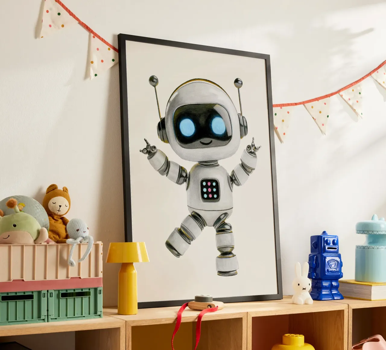 Happy Robot carta hahnemühle da Graphit und Farbe
