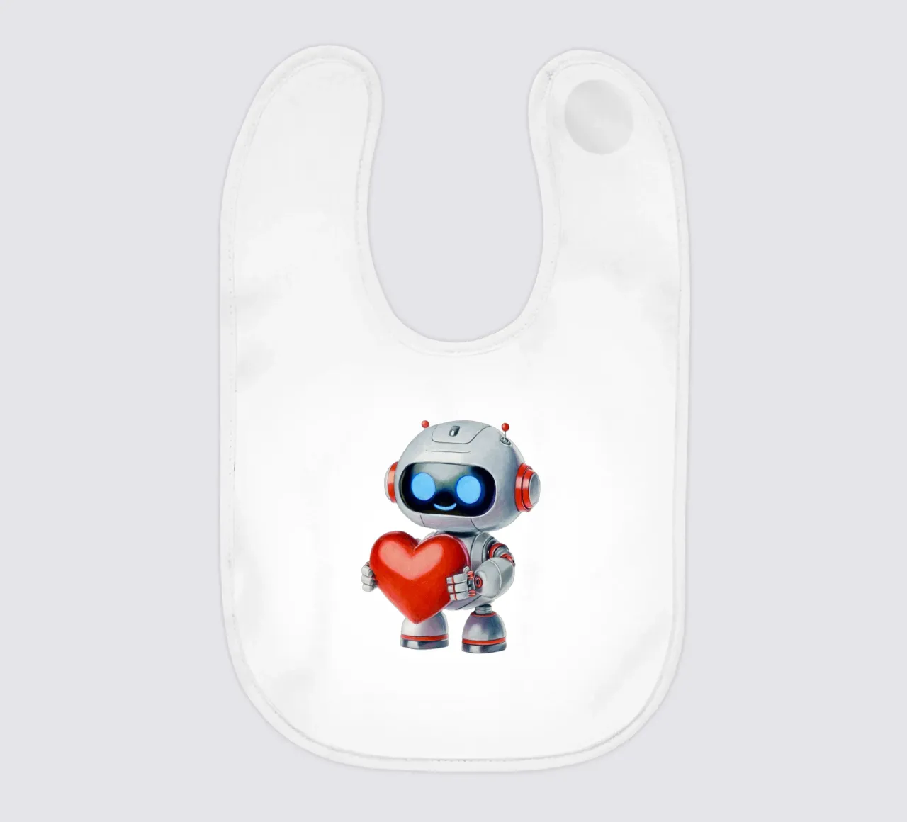 Robots with a heart baby bib by Graphit und Farbe