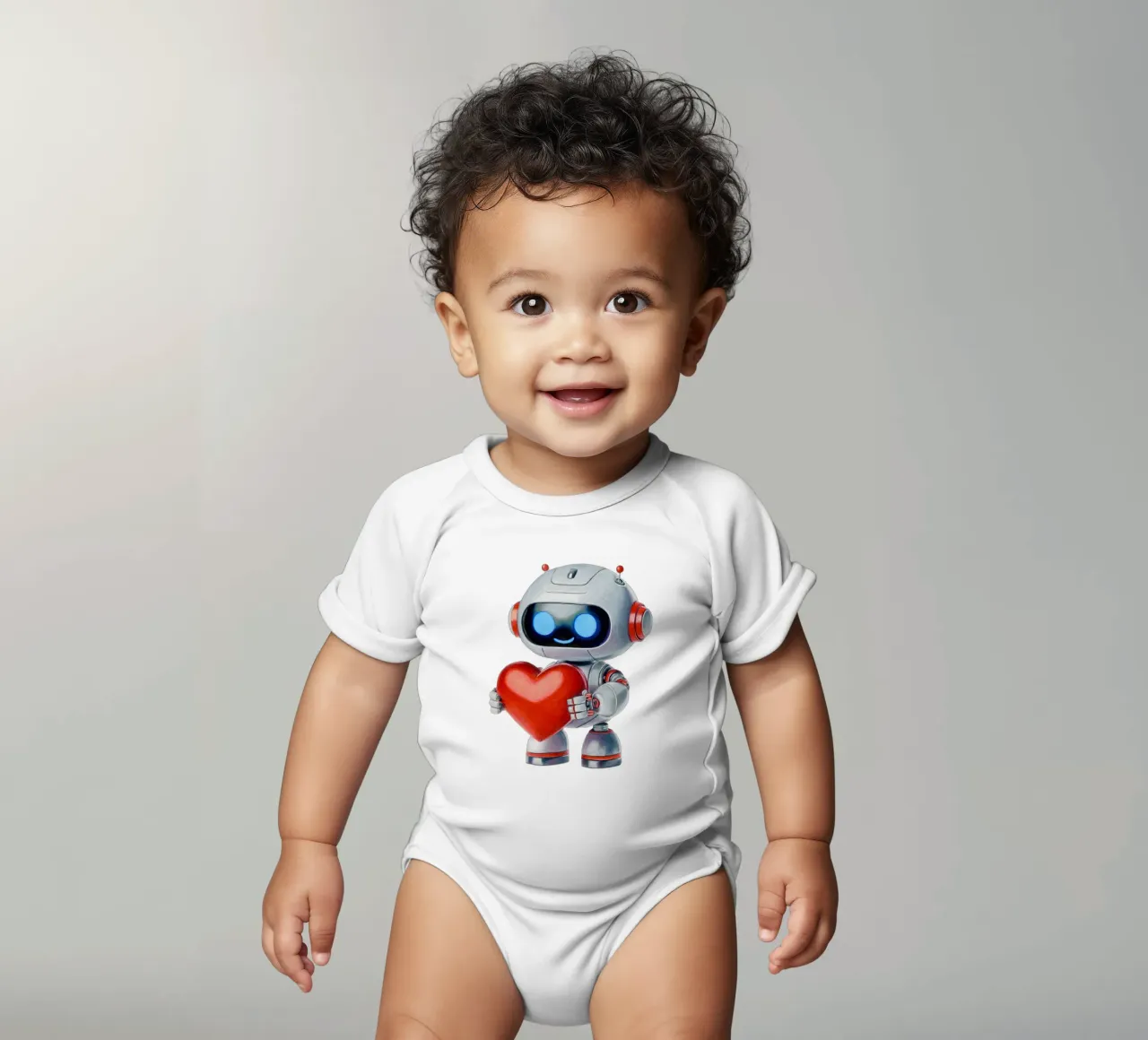 Robot con un cuore body neonato maniche corte da Graphit und Farbe