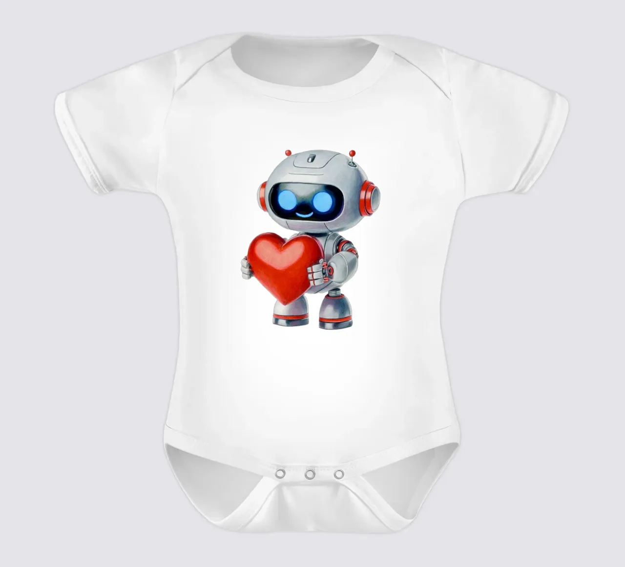 Robot con un cuore body neonato maniche corte da Graphit und Farbe