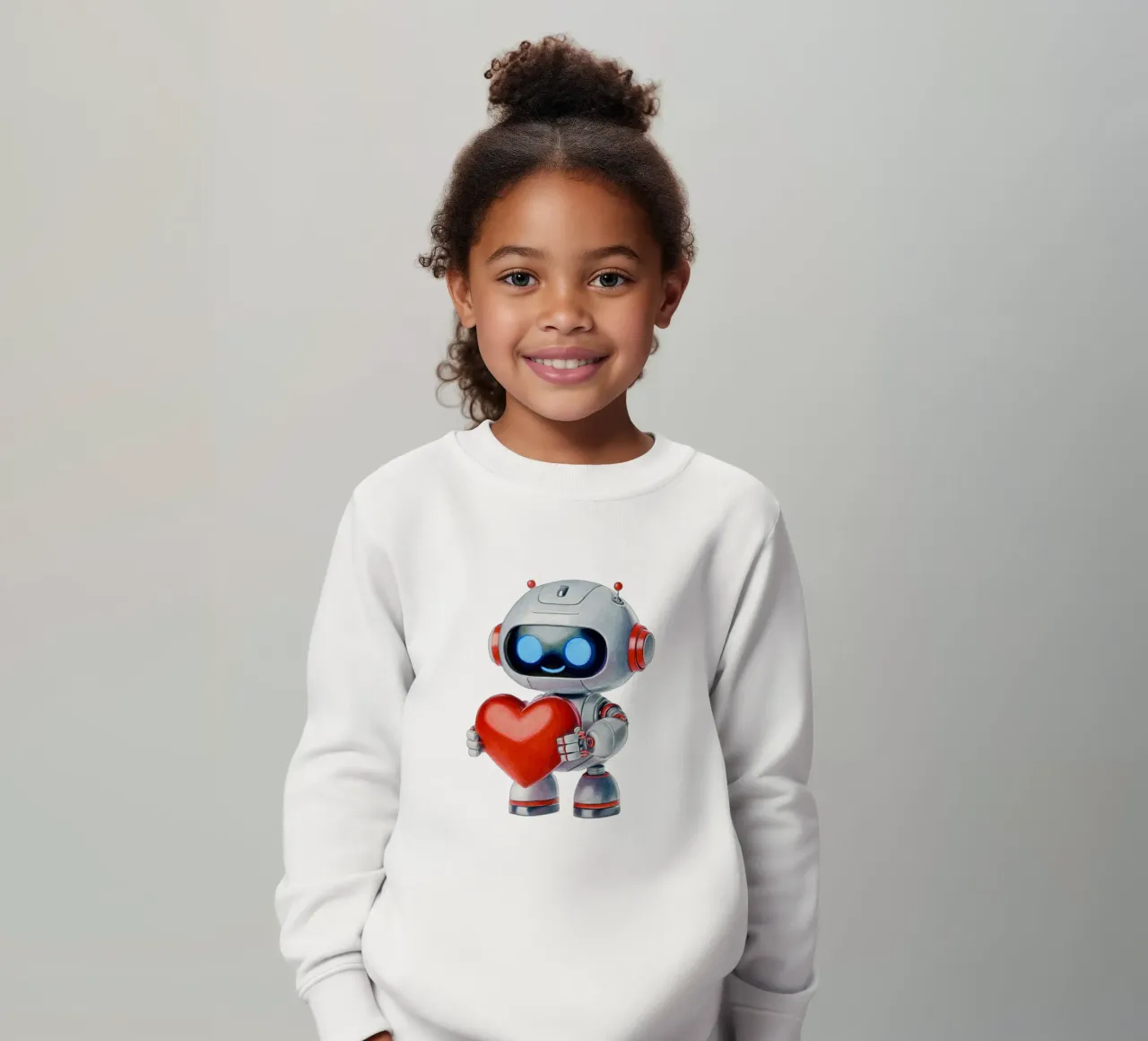 Roboter mit Herz Kinder Sweatshirt von Graphit und Farbe