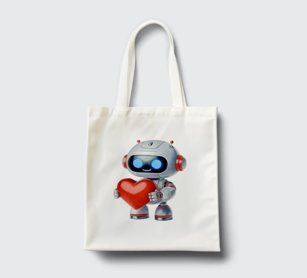 Robot con un cuore borsa in juta da Graphit und Farbe