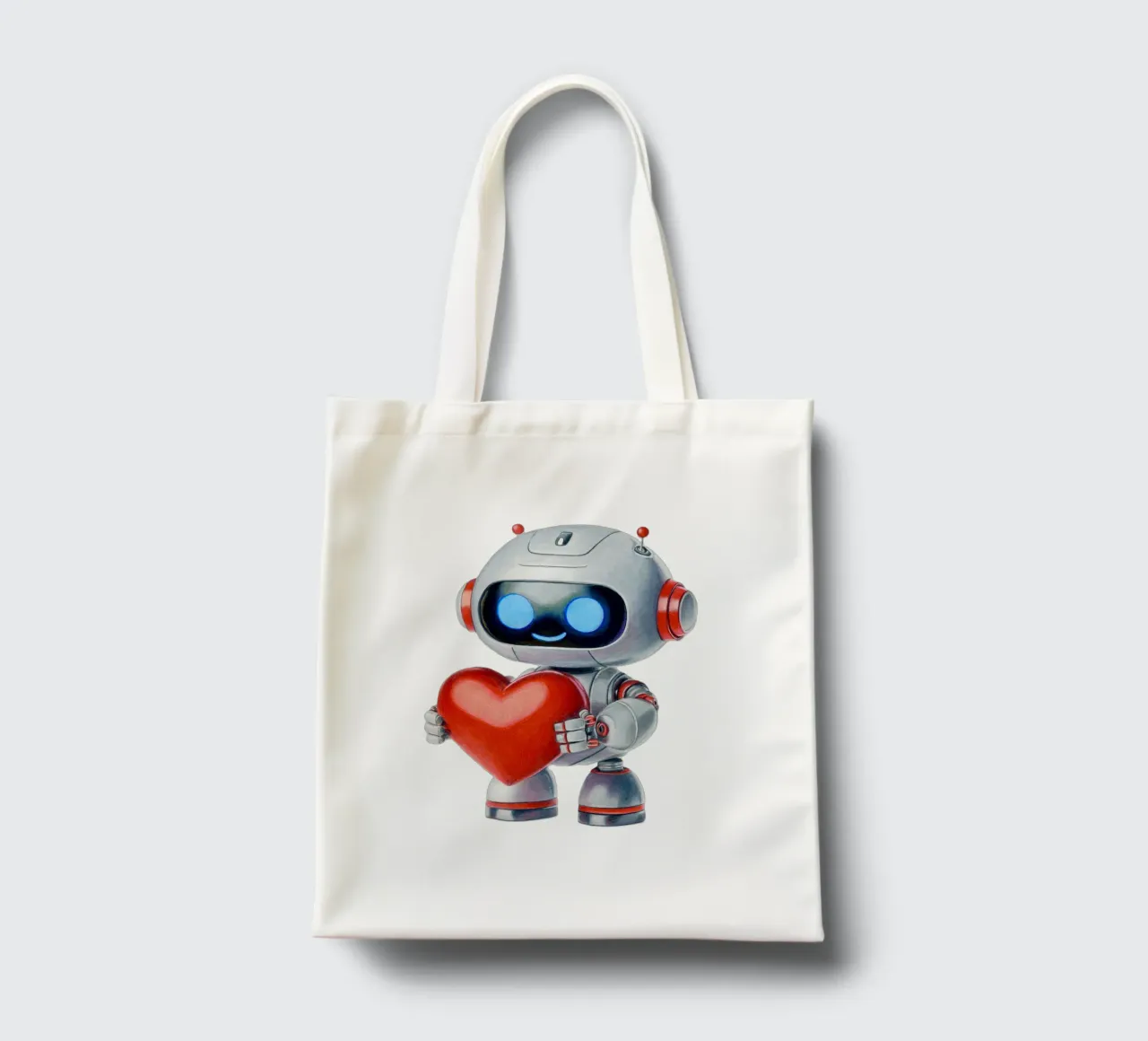 Robot con un cuore borsa in juta da Graphit und Farbe