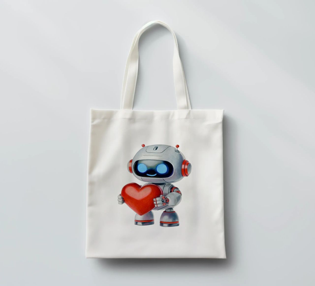 Robot con un cuore borsa in juta da Graphit und Farbe