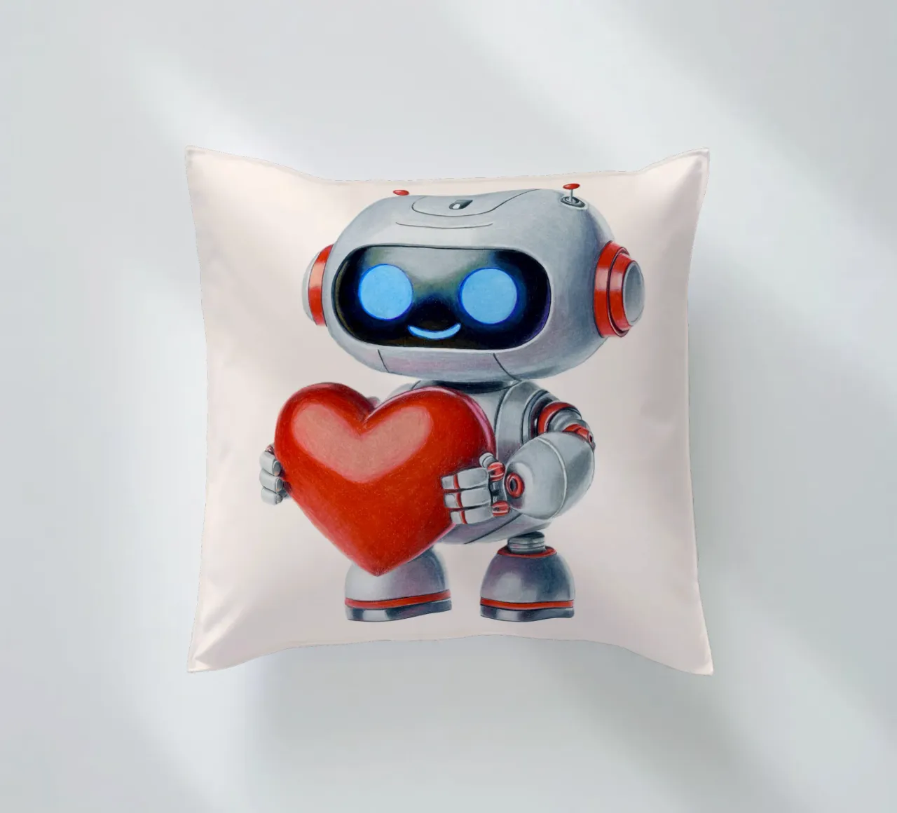 Robot con un cuore cuscino da Graphit und Farbe