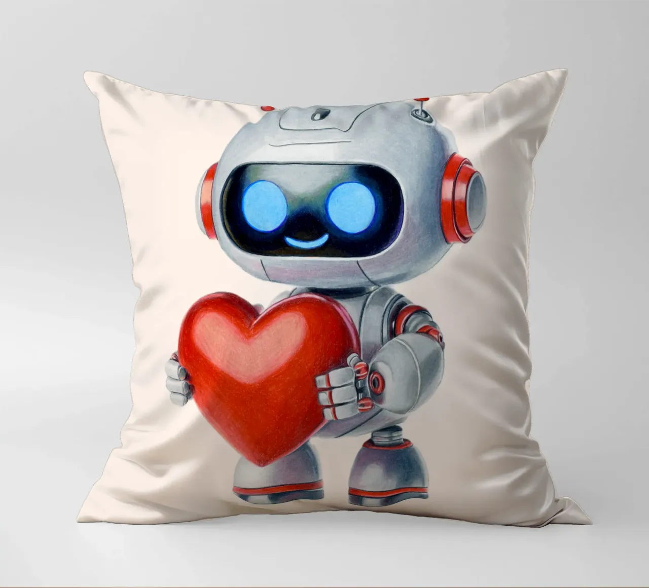 Robot con un cuore cuscino da Graphit und Farbe