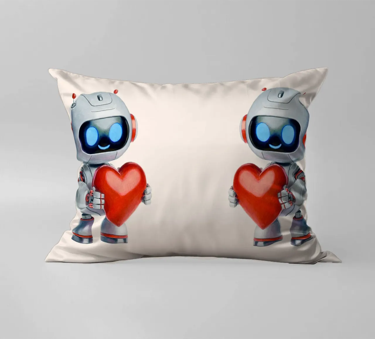 Robot con un cuore cuscino da Graphit und Farbe